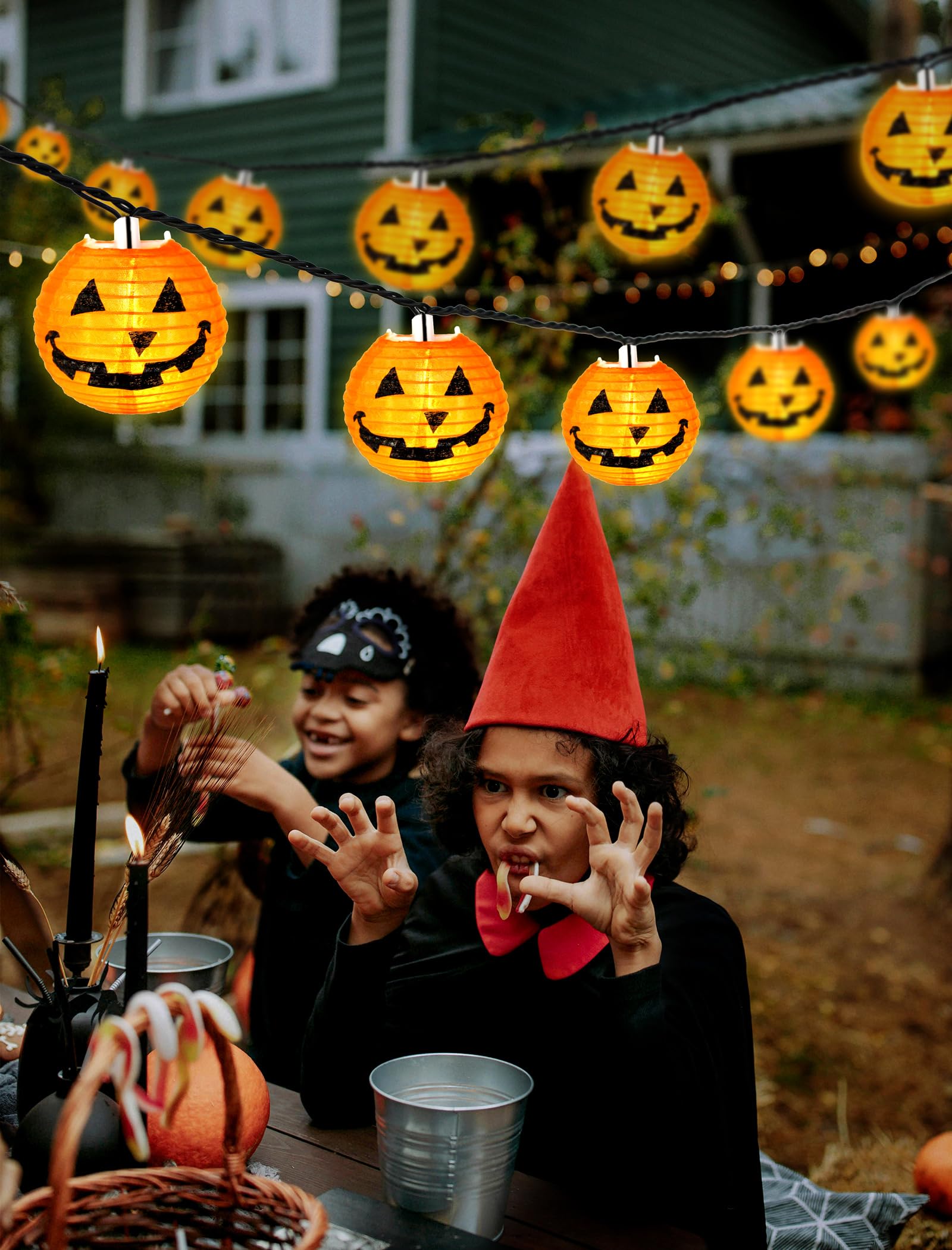 Hobbynors Pumpkin Lantern String Lights, 12ft, 20 LED, Warm Orange, UL Certified for Indoor & Outdoor Use