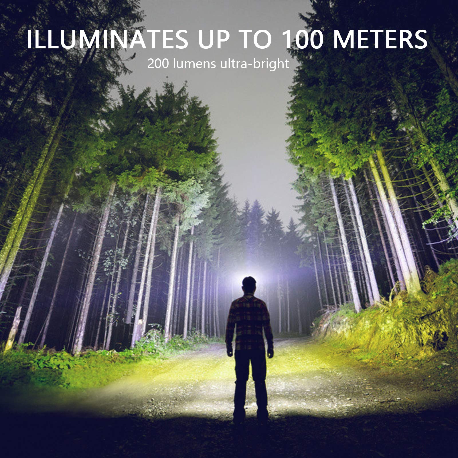 Vekkia Ultra Bright LED Headlamp, 5 Lighting Modes, IPX6 Waterproof, 1 Pack, Jet Black