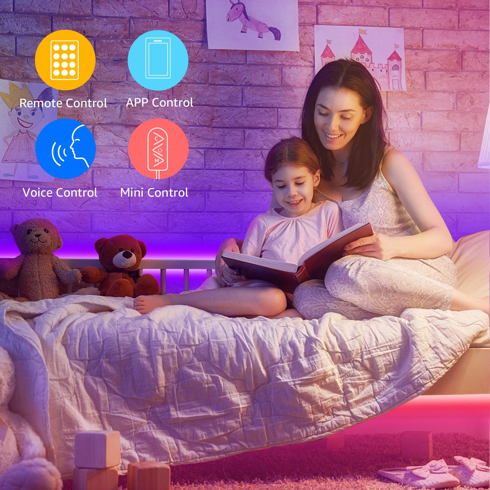 Lepro LED Strip Lights 32.8ft - Smart RGB Light Strips with App Control & Music Sync for Bedroom Party