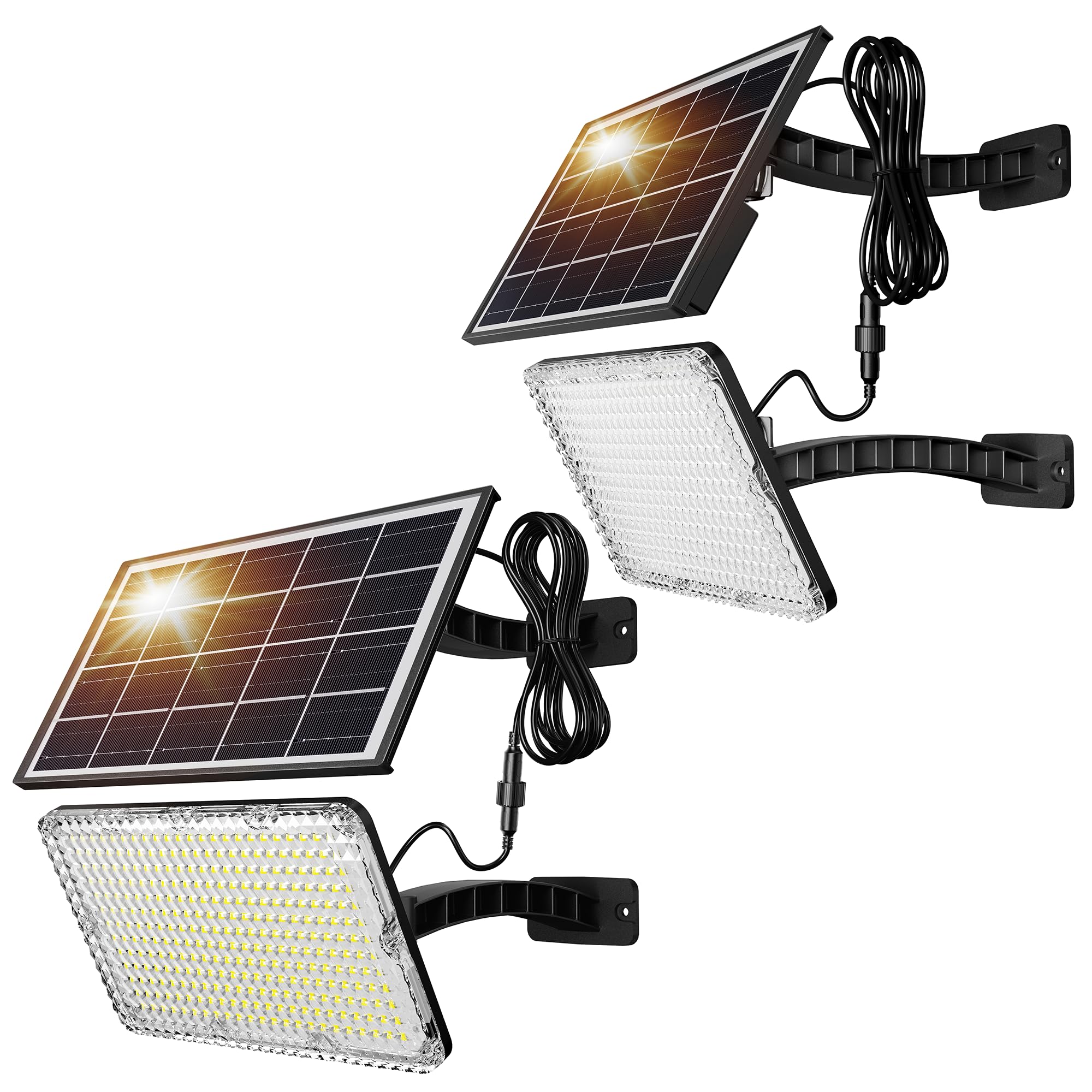 Jackyled Solar Lights Outdoor 299 Led 1000 Lumens Bright Solar Wall Spotlight With 4000Mah Battery Ip65 Waterproof Dusk To Dawn