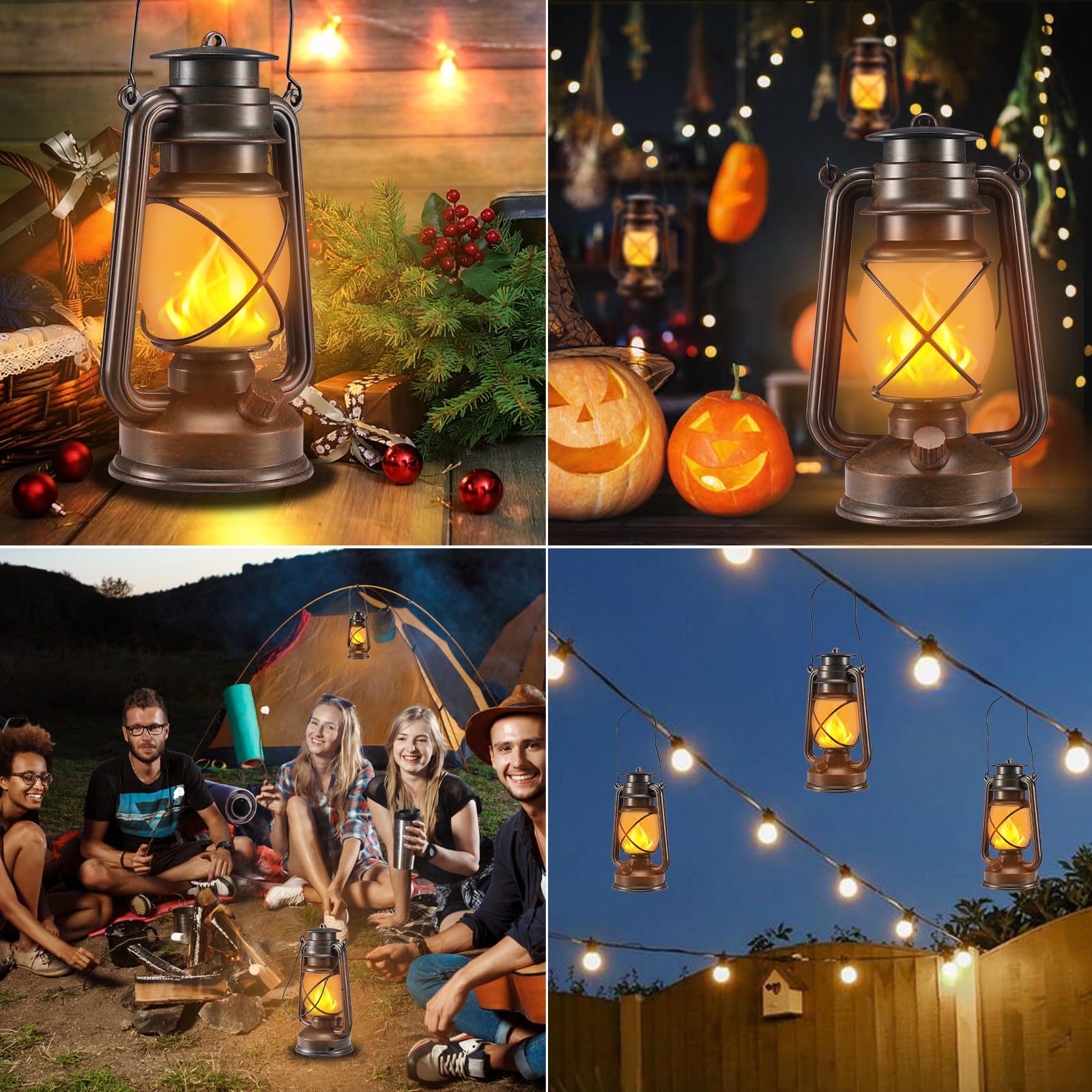 Marlrin Vintage Led Outdoor Lanterns - Waterproof, Remote Control, Dancing Flame - 2 Pack