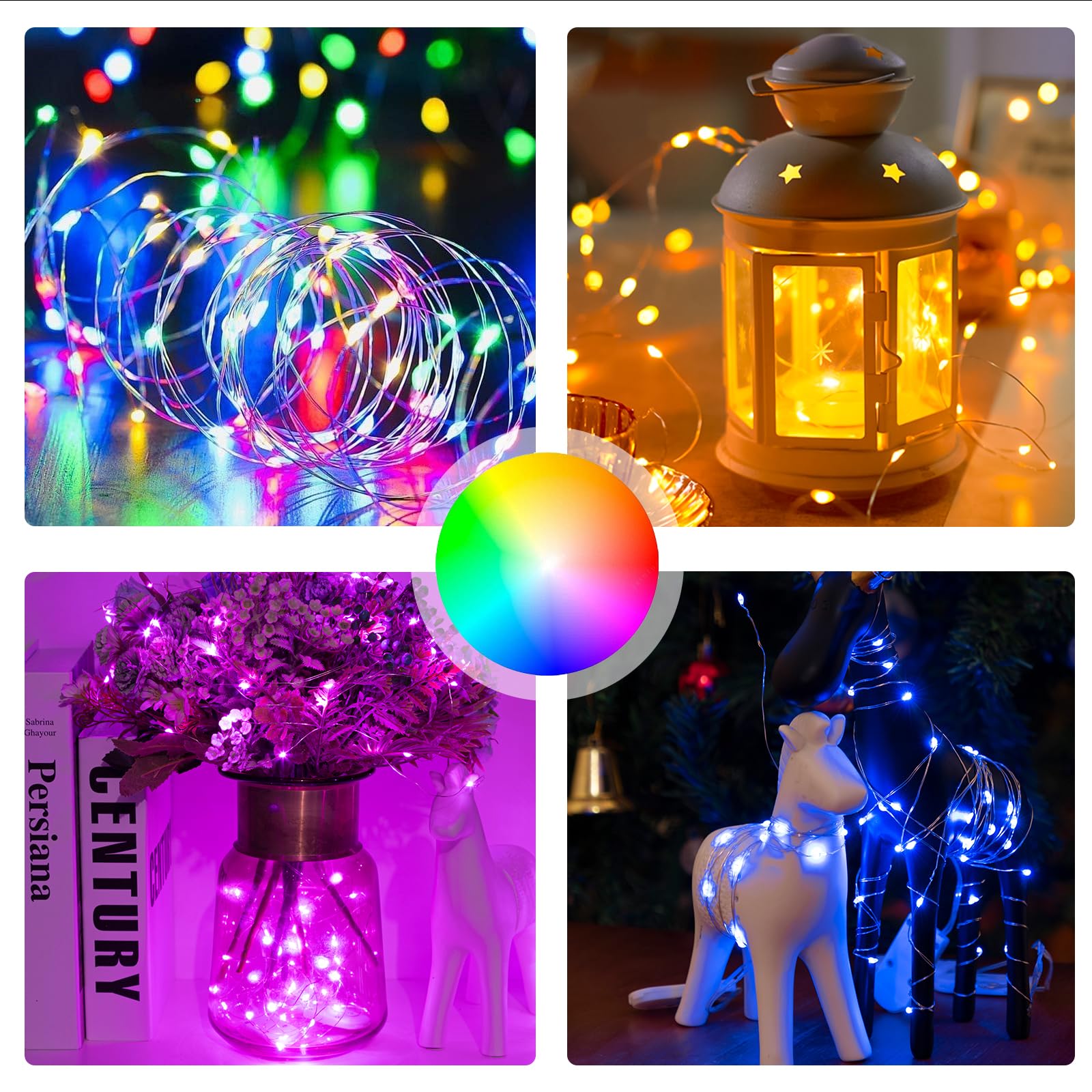 Sinamer 6Pcs Multicolor Fairy Lights Battery Powered With Timer, 7Ft 20Leds Twinkle Mini Lights With Remote,Waterproof Small Silver Wire Firefly Starry For Diy Wedding Party Christmas