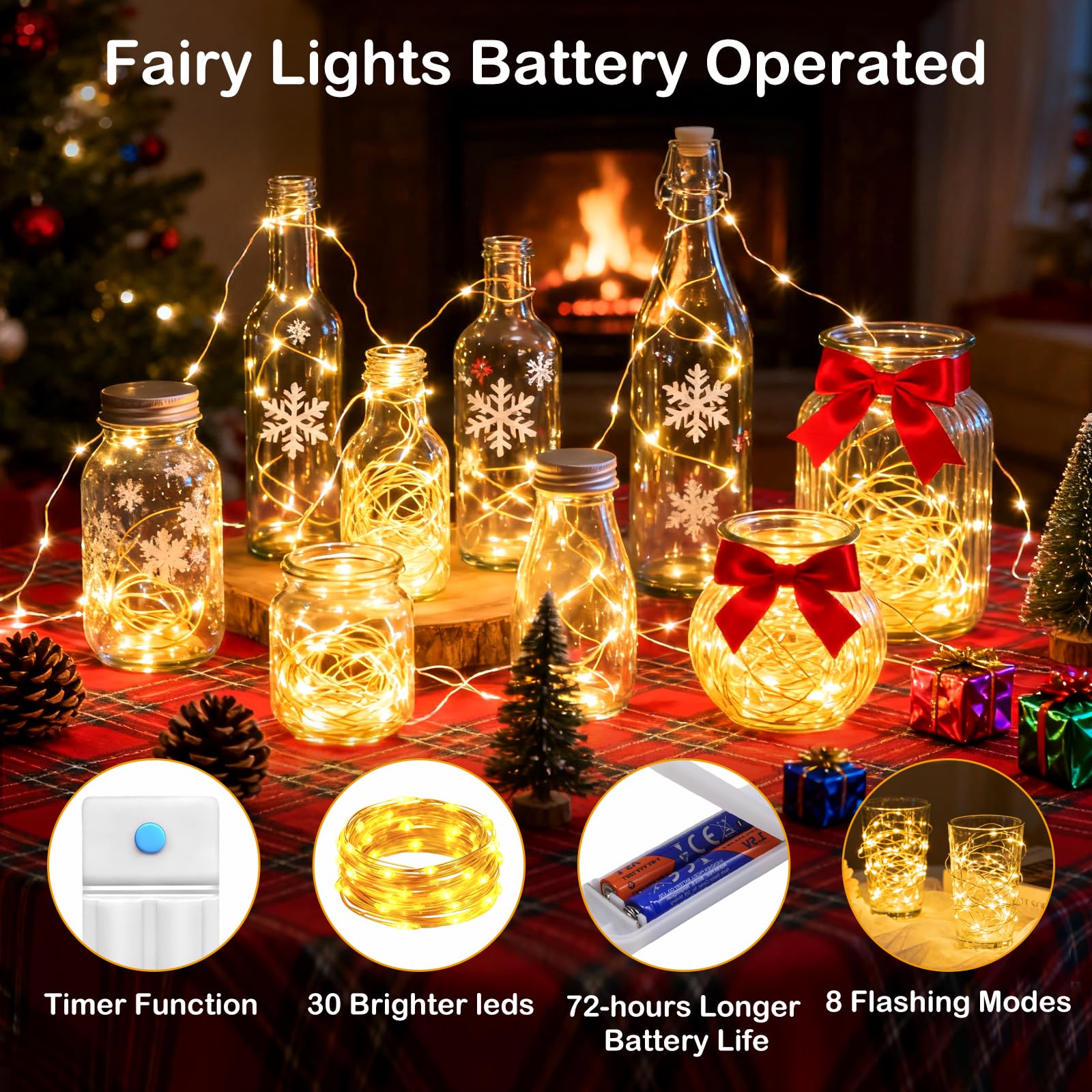 ZNYCYE 10 Pack Fairy Lights with Timer,10ft 30 LED String Lights 8 Modes Fairy Lights Battery Operated Waterproof for DIY Weddin