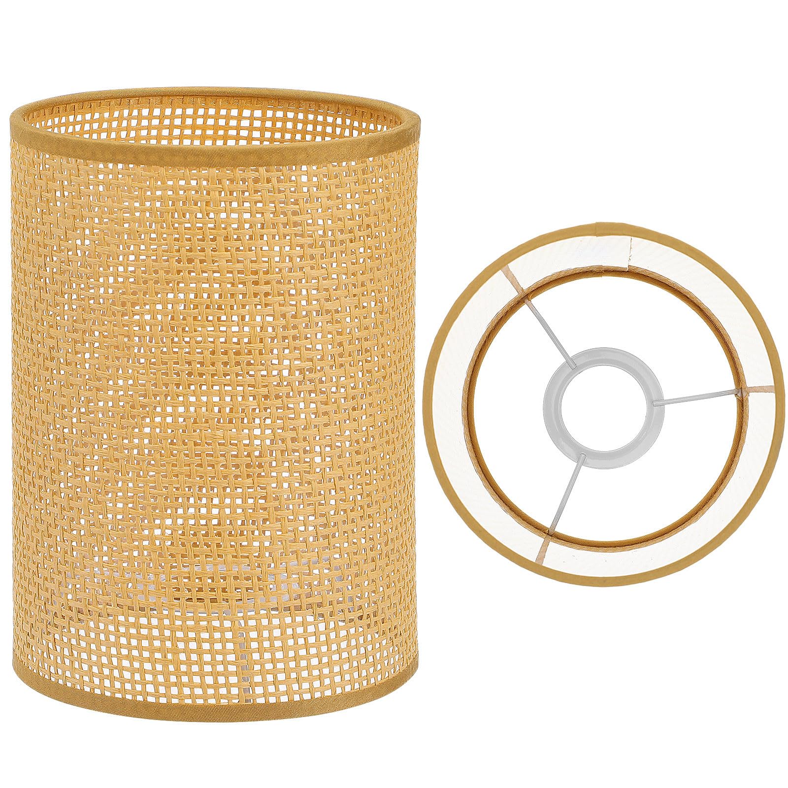 GALPADA Rustic Rattan Woven Lamp Shade Desk Lamp Cover Soft Illumination Unique Handmade Design for Indoor Living Bedroom Hotel 