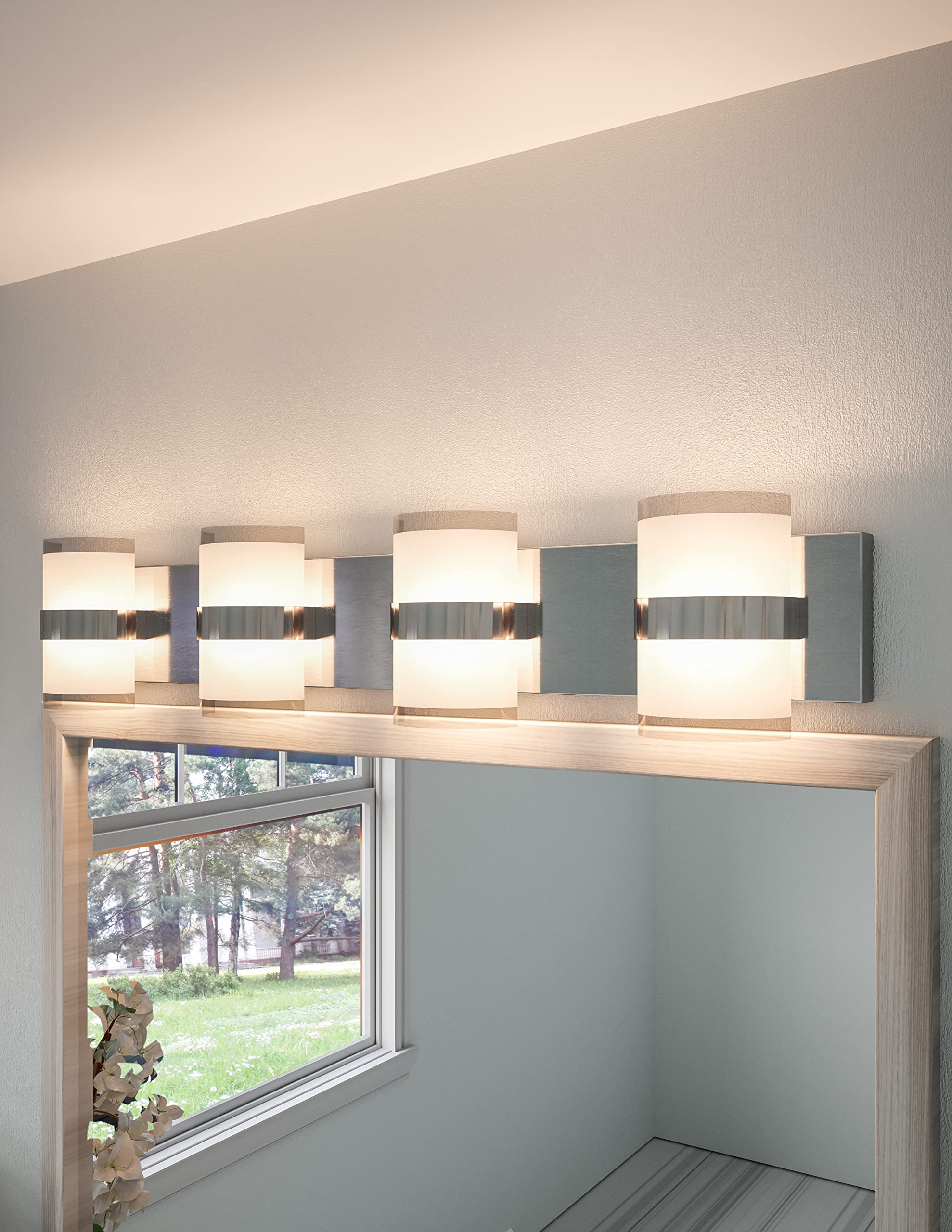 Design House 4-Light LED Vanity Light, Polished Chrome, Acrylic Frosted Shade, 32.5 in L, Model 577791