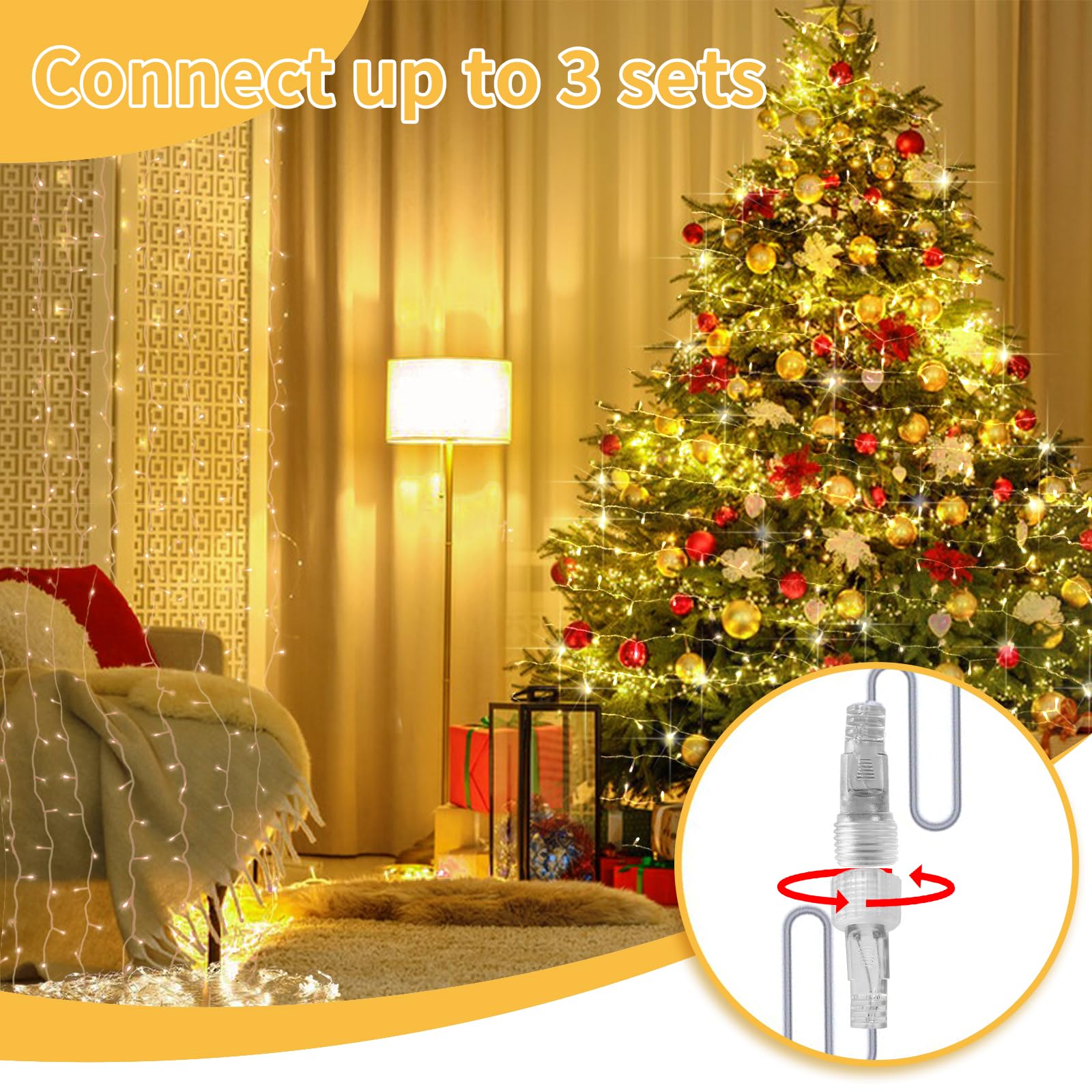 ROADAYLY LED Christmas Lights 115FT 350LED Warm White Waterproof Outdoor Fairy Lights with Timer & 8 Modes, Model DAOYI02-MNO02-DAOYI