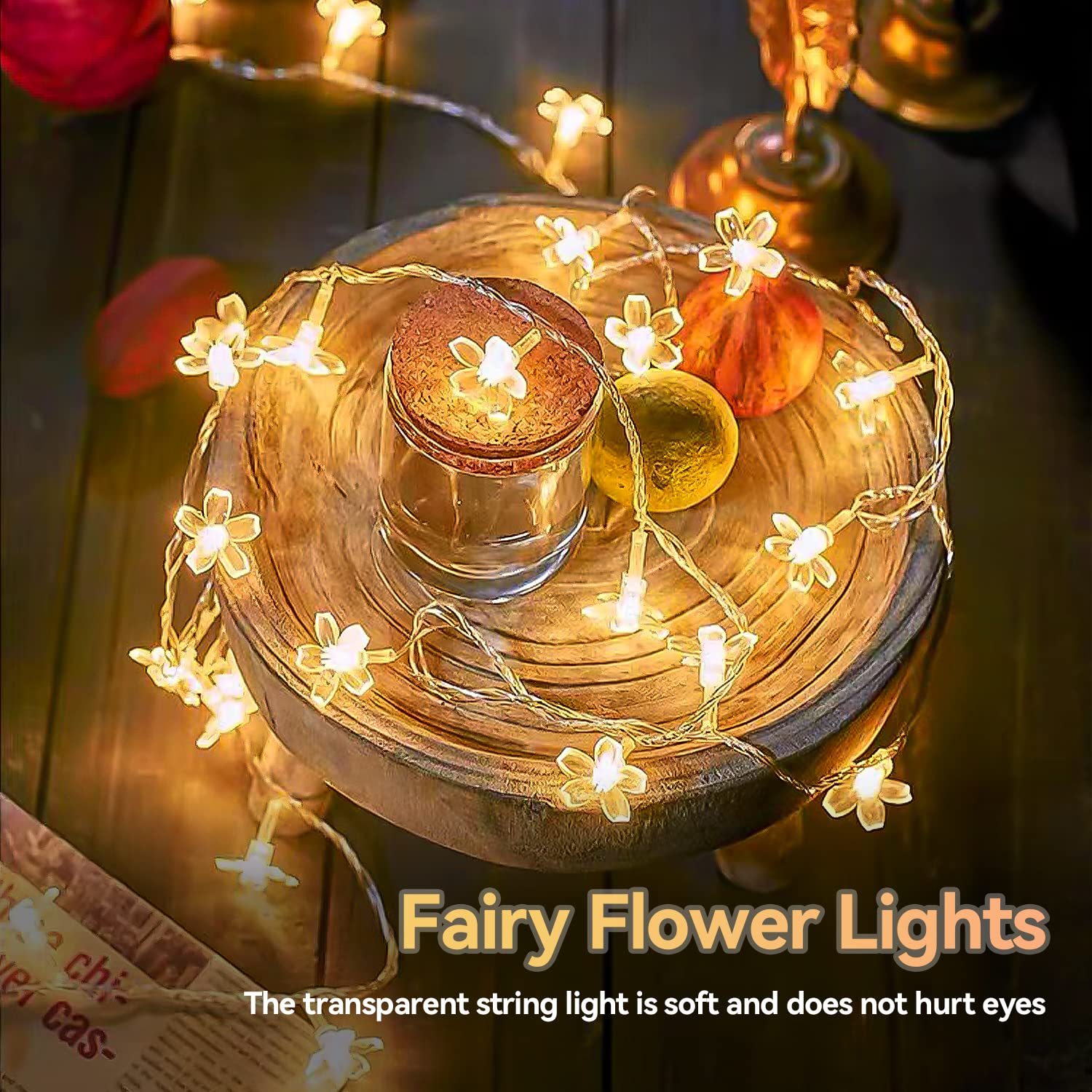LIGHTOP Flower Fairy Lights, 30LED Cherry Blossom, Waterproof, Indoor/Outdoor Decoration, Warm White