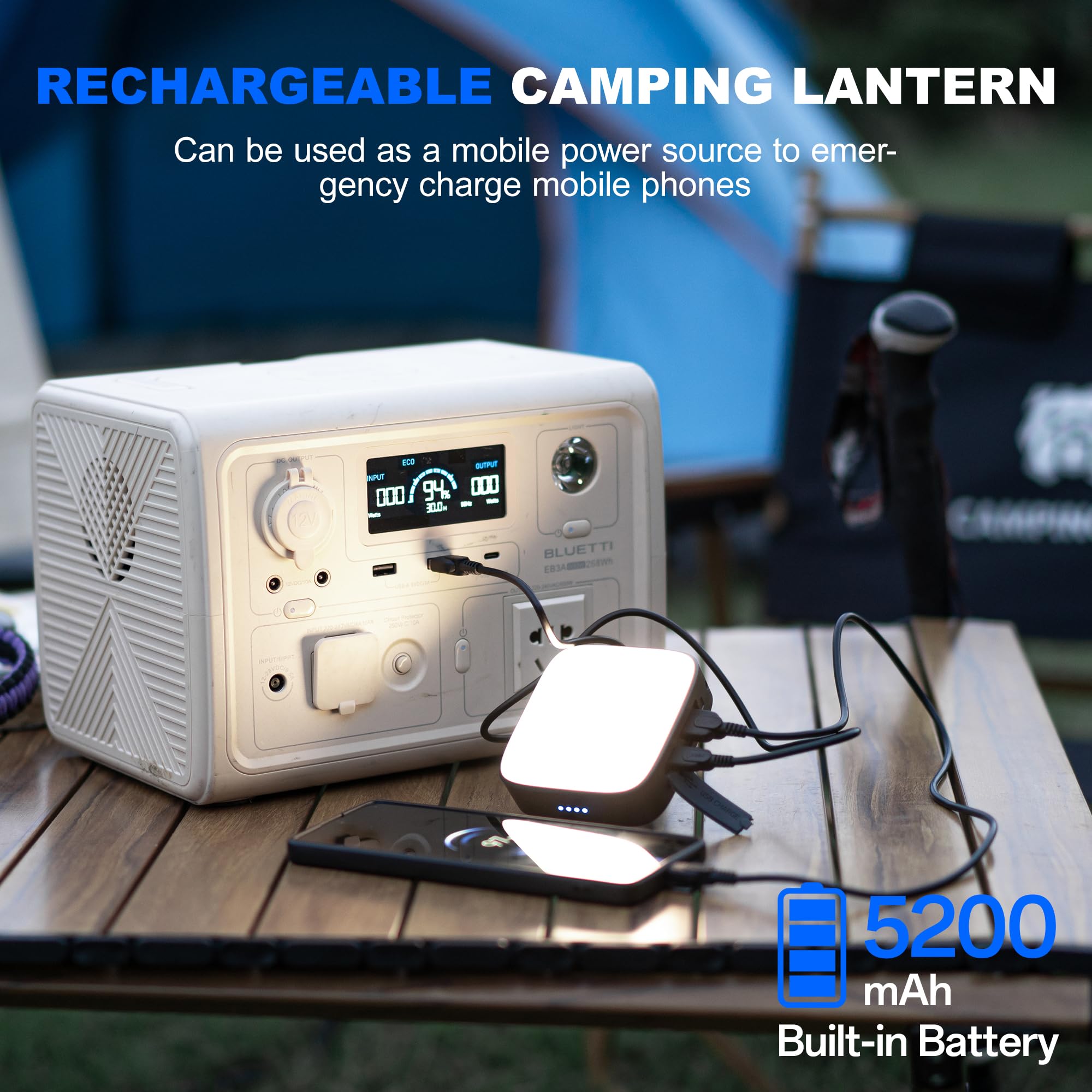 Wuben F5 Camping Lantern 500Lm Rechargeable Lantern, 5200Mah Portable Led Camping Light Up To 500 Hours, Ip64 Waterproof Camping
