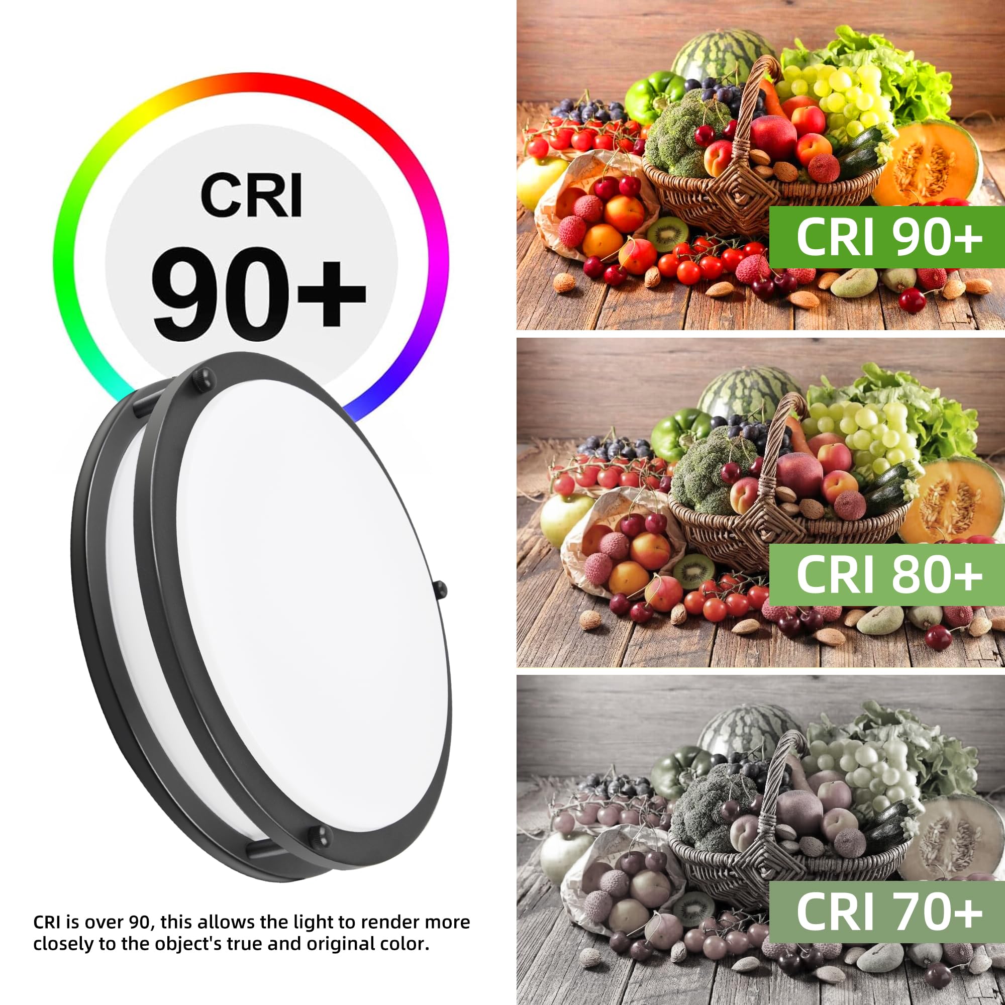 Hlite 10inch LED Flush Mount Ceiling Light Fixture, 1600LM, Oil Rubbed Bronze, Model HBCE-10C-OHW5K