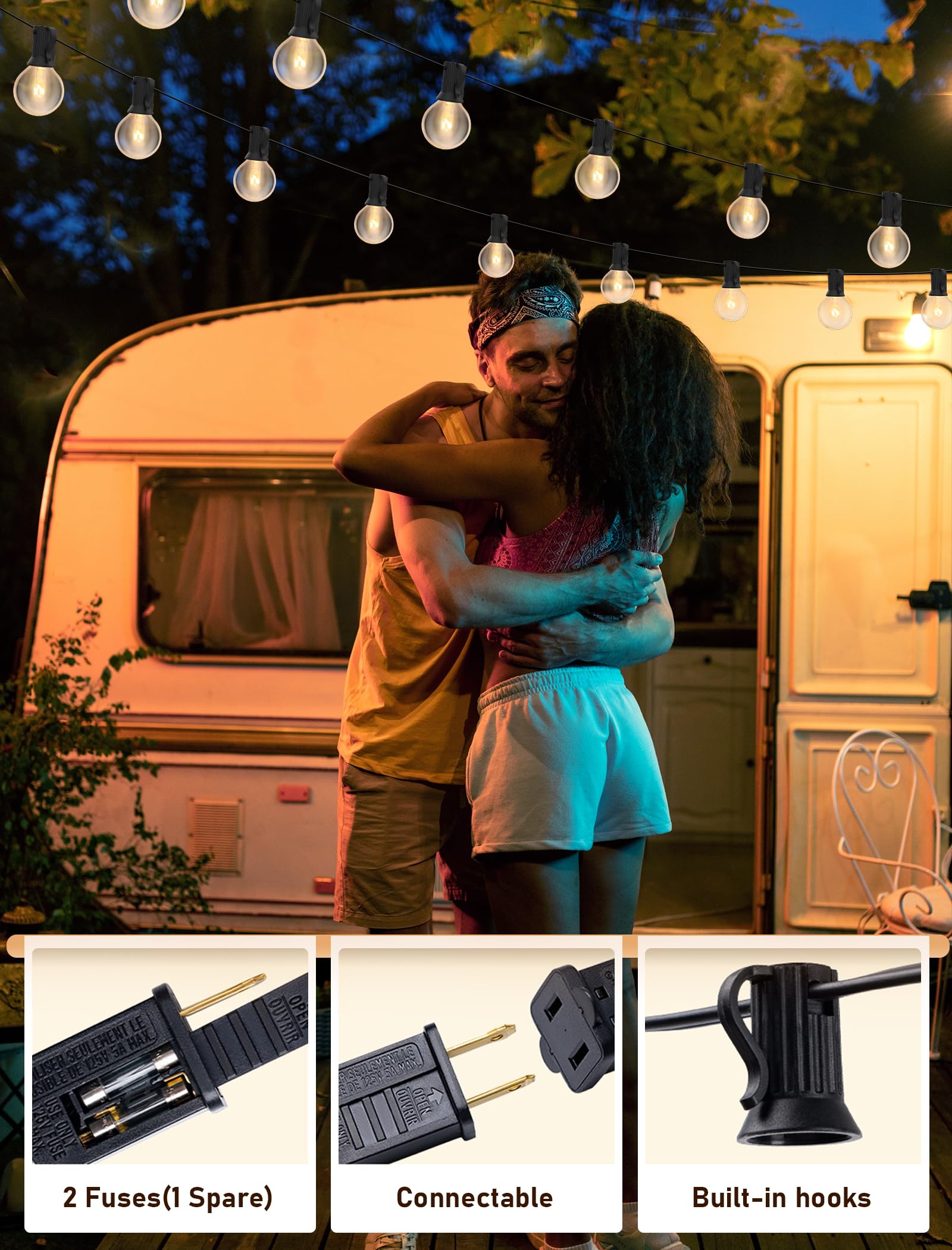 Romasaty 25Ft String Lights, G40 Outdoor String Lights Edison Light Bulbs Clear Globe Lights For Backyard Patio Lights Indoor/Ou