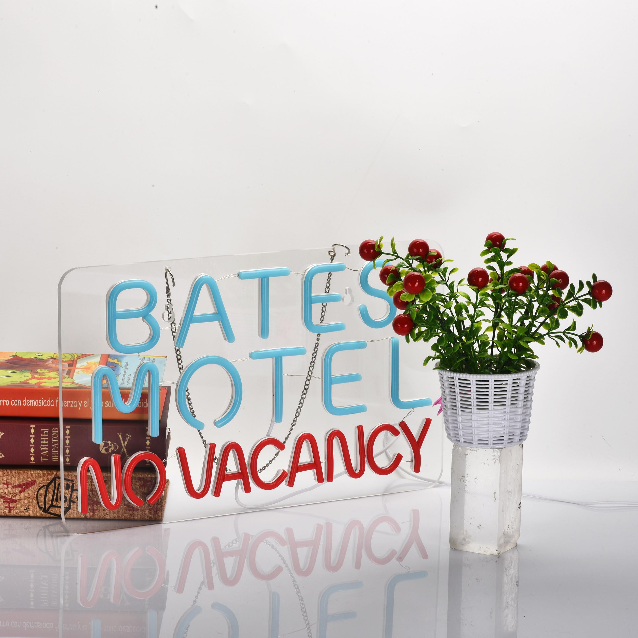 Geewkooy Dimmable LED Neon Sign, USB Powered Wall Decor, 17x10 inches, Blue+Red, Acrylic