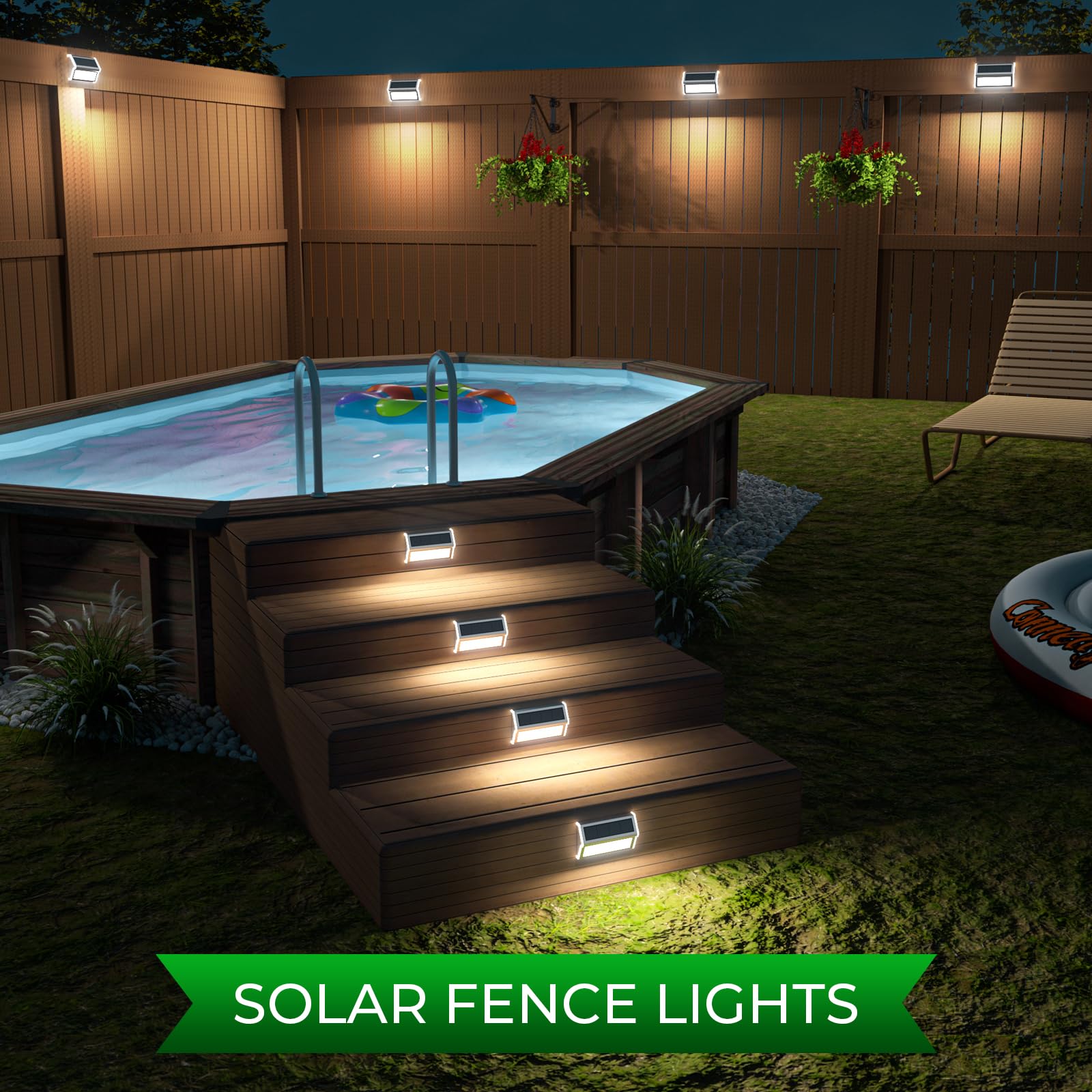 Jsot Solar Step Stair Lights Outdoor Yard Decor 8 Pack, 9Led Deck Lighting For Outside Solar Powered - Ip55 Waterproof, Solar Ga