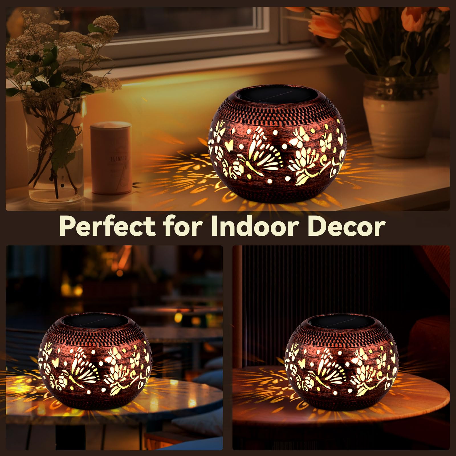 Butterfly Solar Lantern Outdoor Patio Decor, 2 Pack Retro Metal Waterproof Garden Decor Solor Lights, Birthday Gifts For Women M