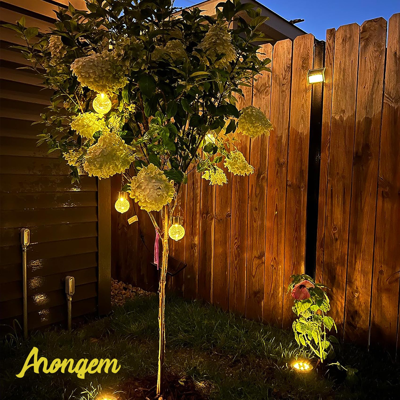 Ahongem Solar Hanging Lights Decor For Outside: Garden Light Waterproof For Yard Outdoor Decorations - 12 Pack Led White Glass Globe Balls Lighting Patio Tree Camping Party Decorative