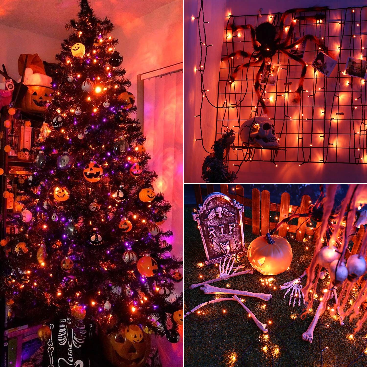 Brizled Orange Lights, 78.74ft 240 LED Halloween Lights Connectable with Timer, 8 Modes Outdoor Halloween Lights String Waterpro