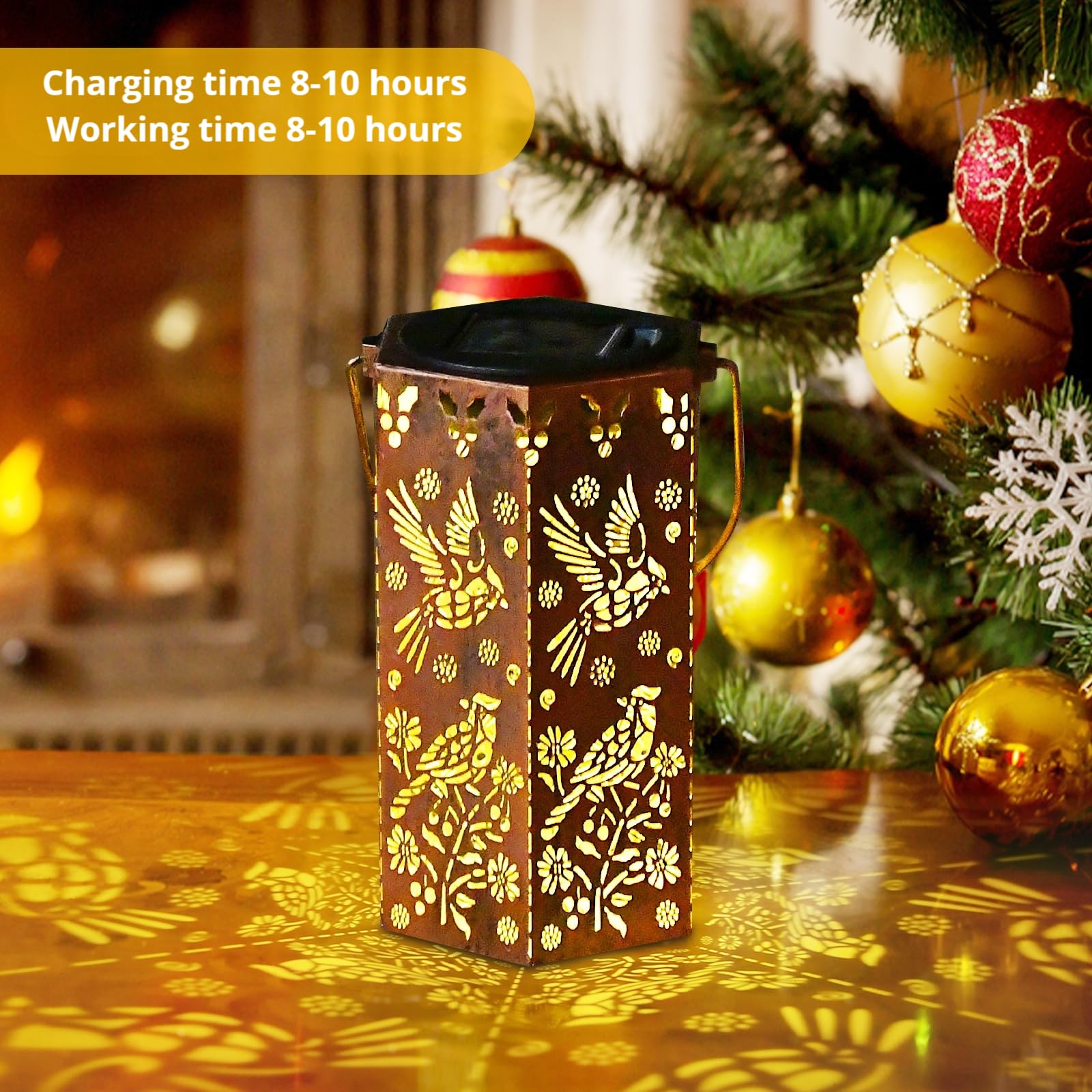 Solar Cardinal Lanterns Outdoor Hanging Lights  Gifts For Mom Dad Men Women  Hollowed-Out Metal Decor Lantern  Waterproof Led Decorative Garden Light