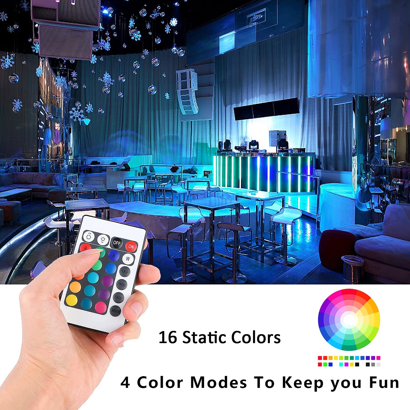 SUPERNIGHT 24 Keys RGB LED Strip Light Remote Controller - Wireless Dimmer for SMD 5050 3528 2835 LED Lights, Multi-Color