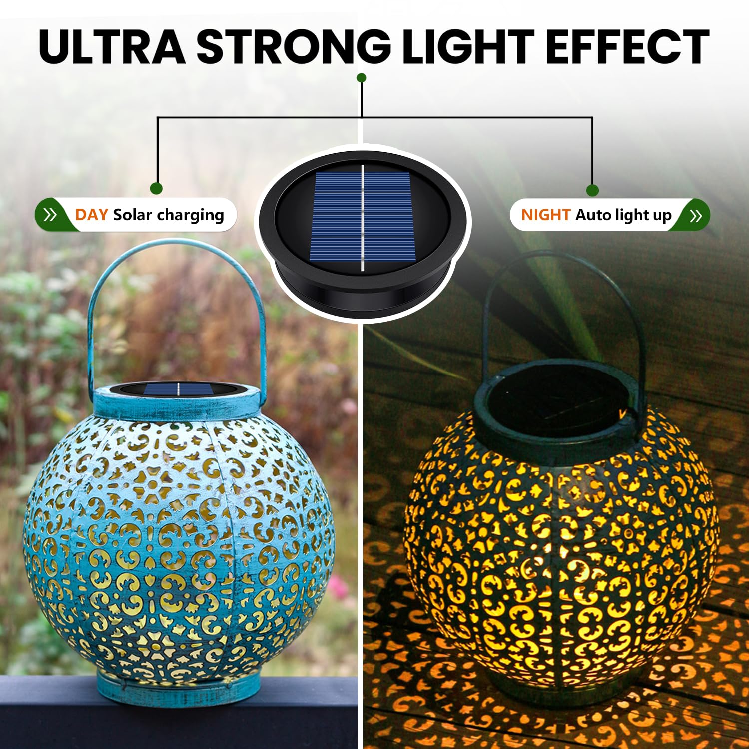 Misawce 4 Pack Solar Light Replacement Tops, Waterproof Lantern Parts, 3.23 Top, Black for DIY Outdoor Garden Decor