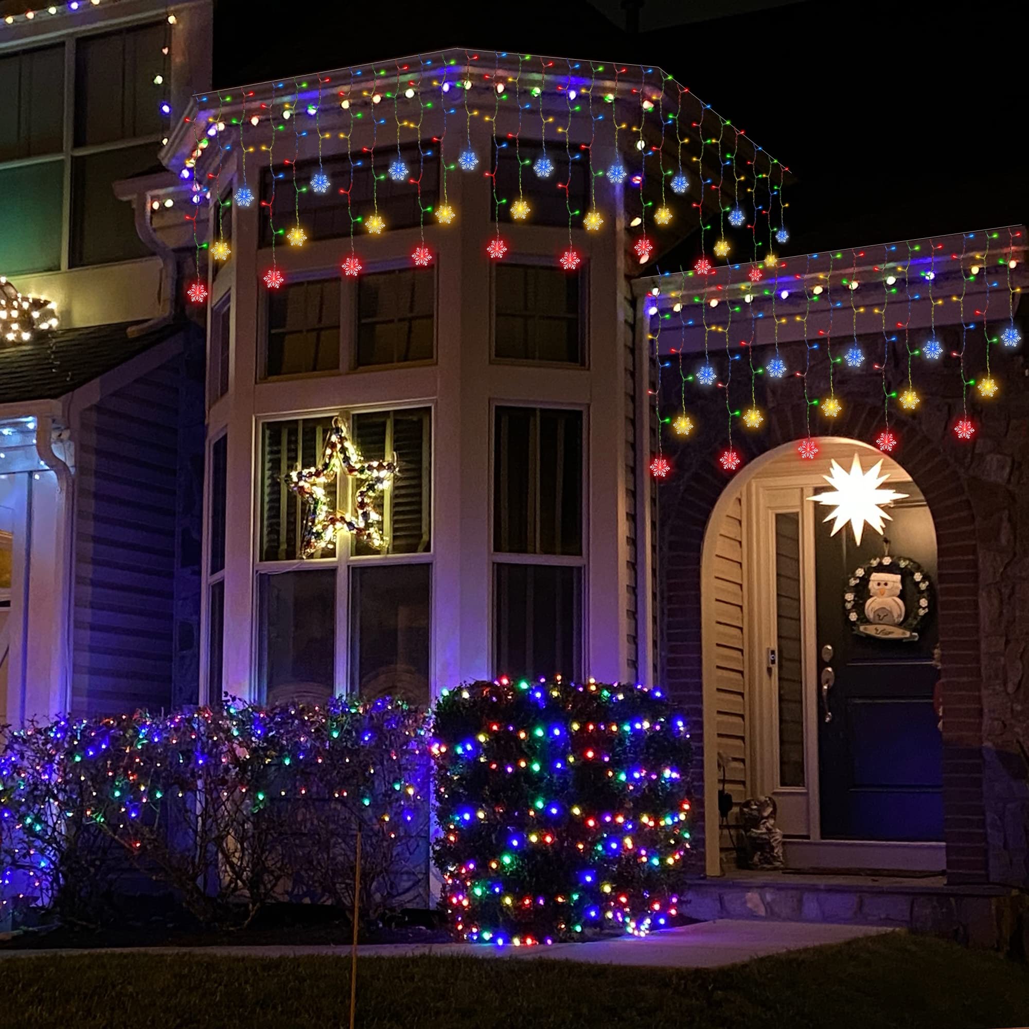 weillsnow 360 LED Icicle Christmas Lights, 29.5ft, 72 Drops, Waterproof, Multi-Colored, Model HB-360BCOI