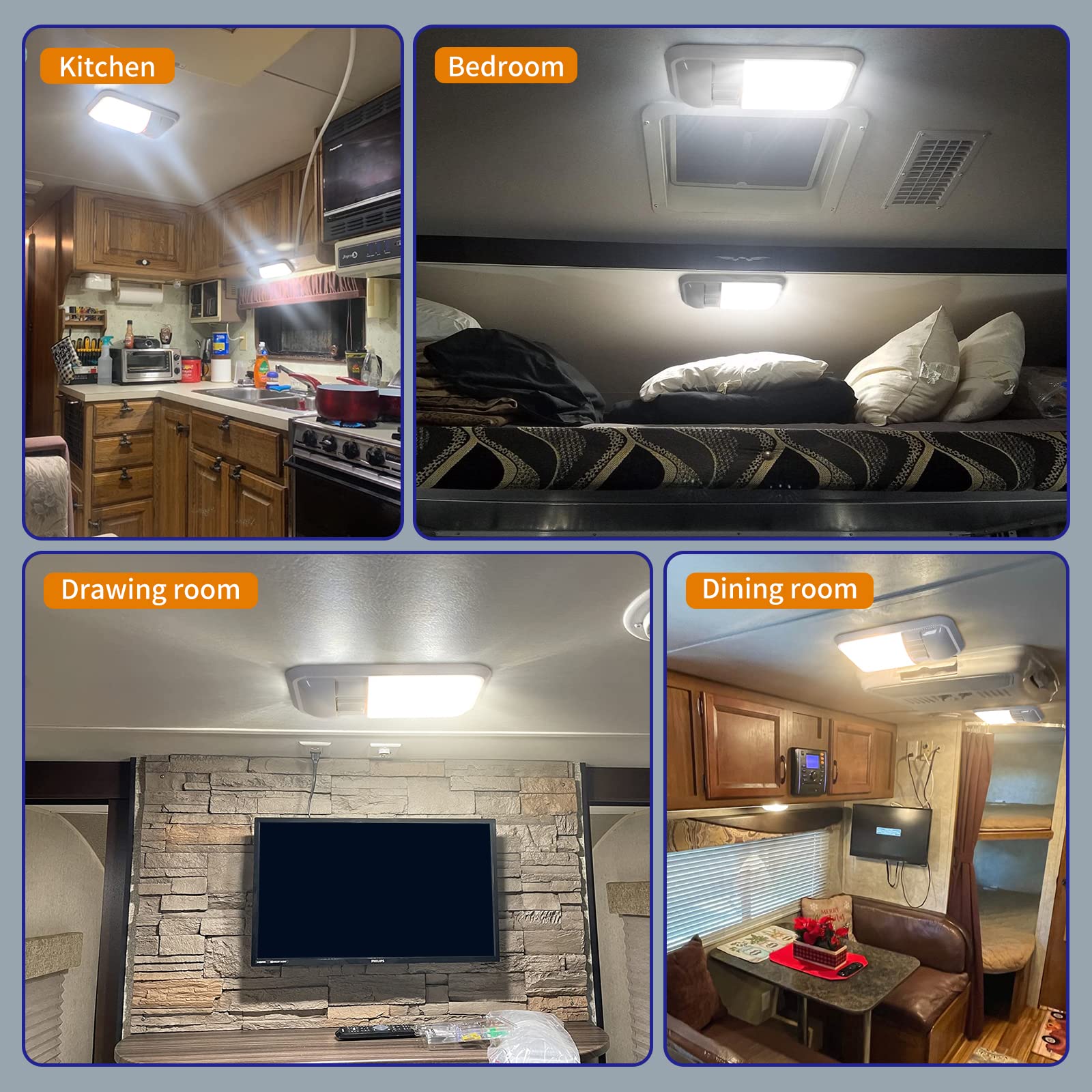 Rvzone 12V Led Rv Ceiling Dome Light Frosted Rv Interior Lighting 500Lm 4W Natural White Single Dome Light Fixture For Rv Trailer Camper Truck Van Boat (4000-4500K)