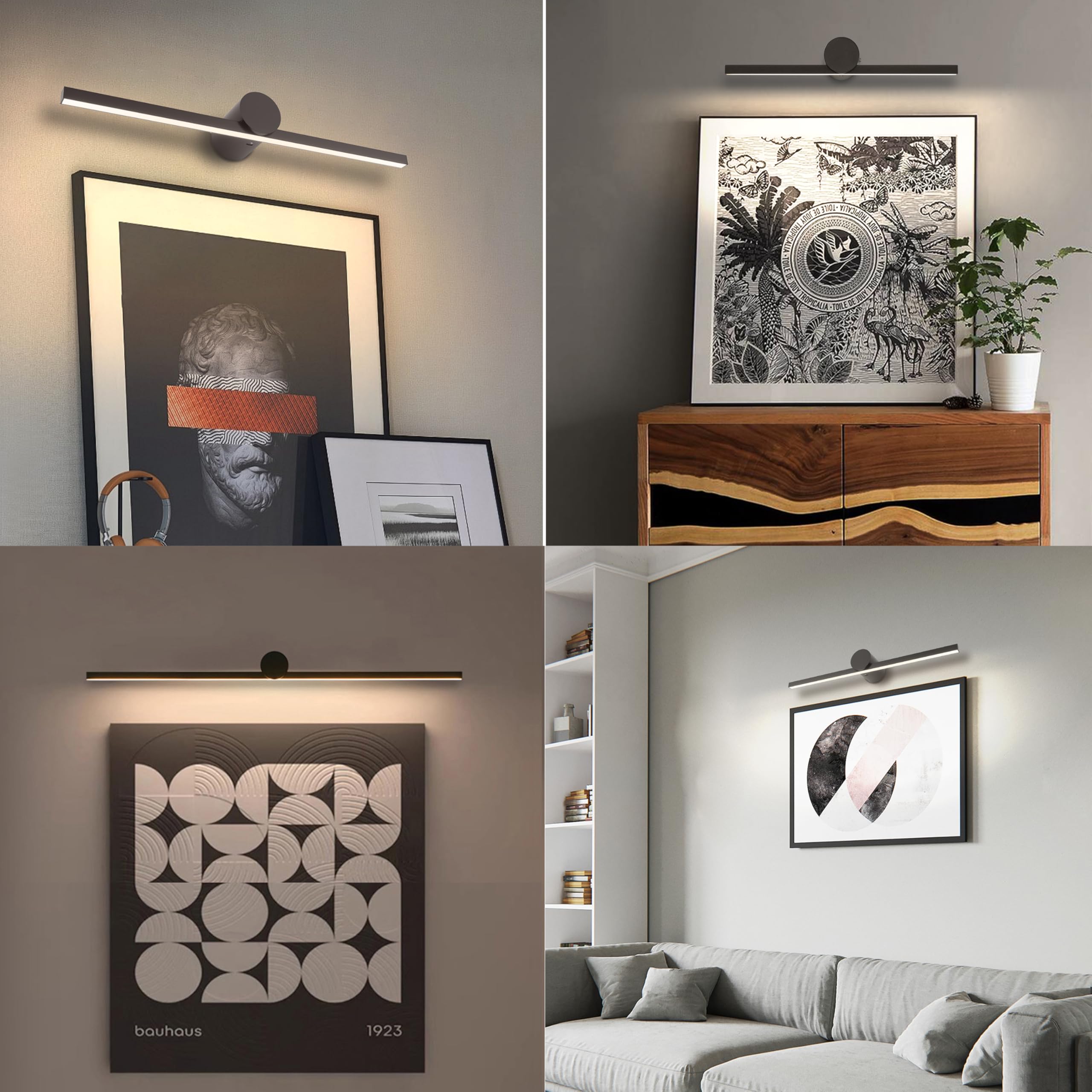 ZitoStory Battery Operated Picture Light, 15.35" Wireless Dimmable Art Light, Black, Model 7119-Black, Rechargeable for Gallery Use