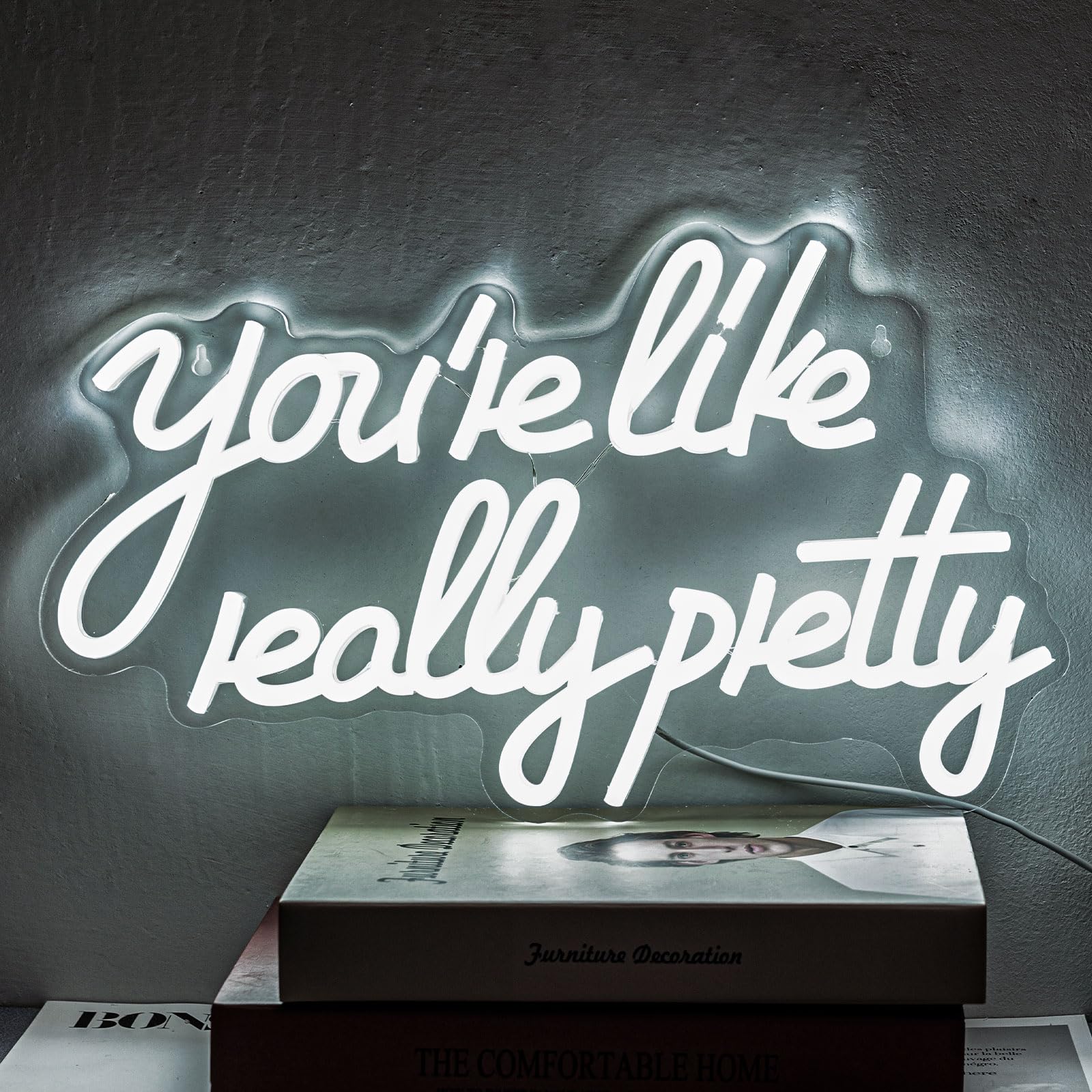 Gevbay Neon Wall Sign Light, Dimmable USB Powered, Ice White, 15.75 x 9.84 inches, Model GC-2401017