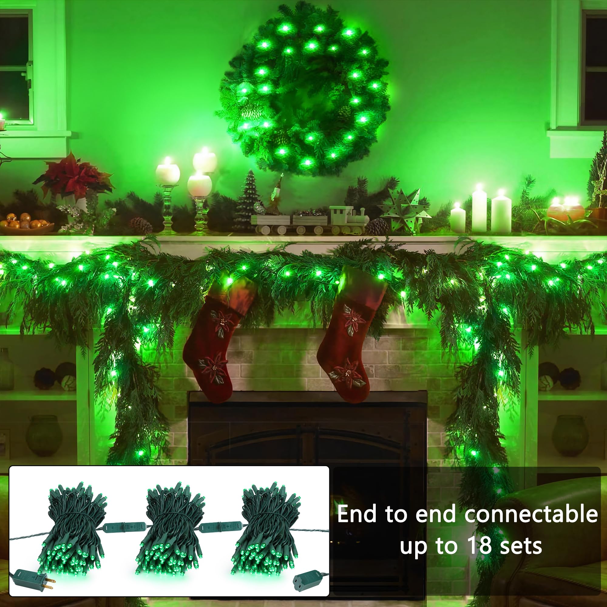 Brizled St. Patrick'S Day String Lights, 33Ft 100 Led 5Mm Wide Angle Gentle Twinkle Christmas String Lights, 120V Ul Certified Connectable Xmas Tree Light Outdoor Green Lights For Xmas Tree Party Home
