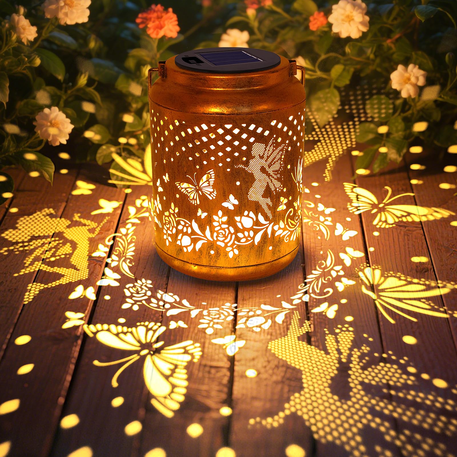 Solar Lanterns Outdoor Hanging Lantern Lights  Fairy Butterfly Metal Decor Lantern Waterproof Solar Lights Led Decorative Outside For Garden Yard Patio  Birthday Gifts For Mom Grandma Women Christmas