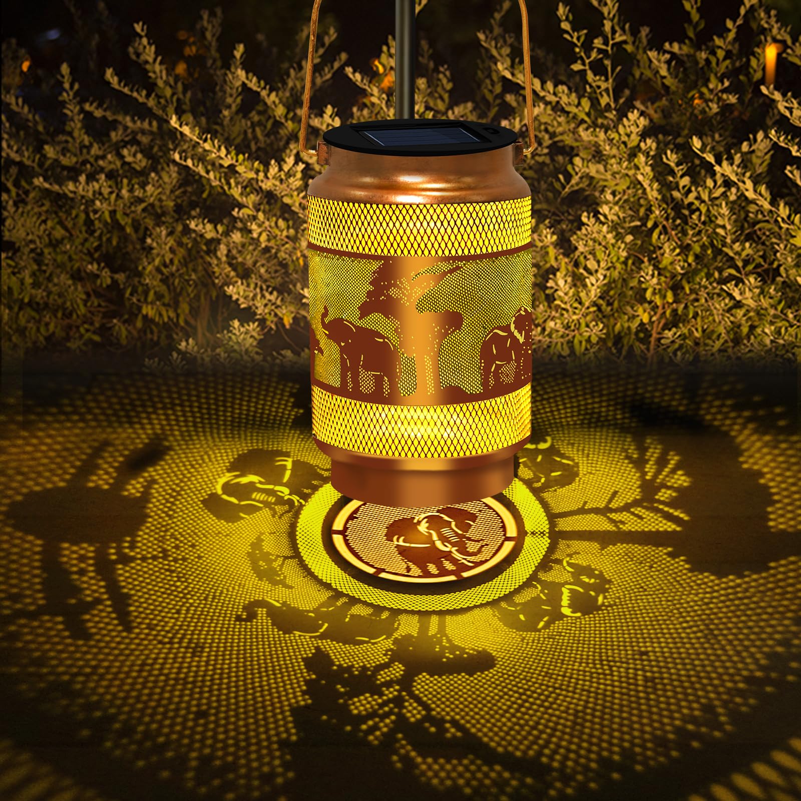 Solar Lanterns Outdoor Waterproof,Hanging Solar Lights Elephant Garden Decor, Elephant Decorative Lanterns for Yard Lawn Porch P