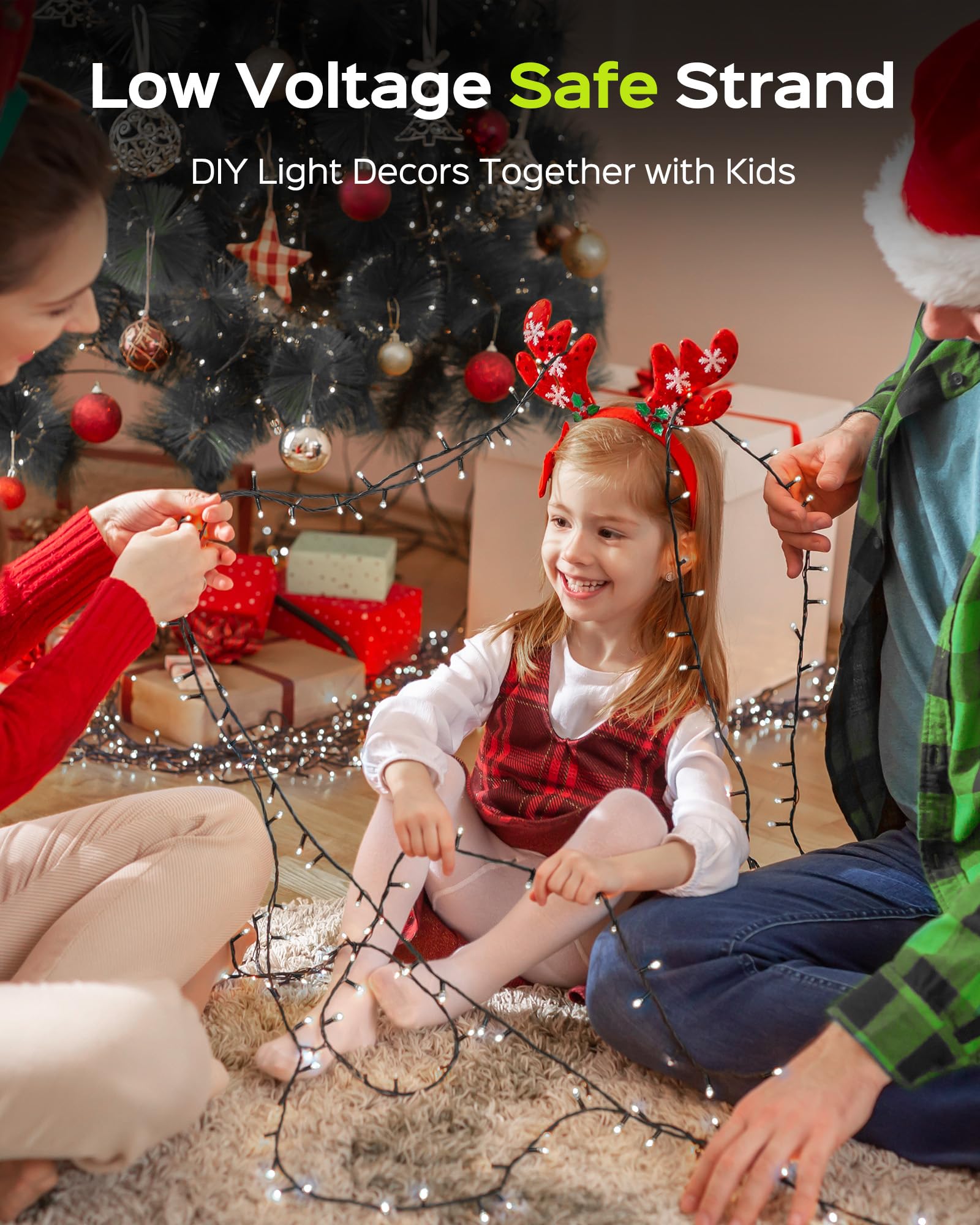 Jackyled 110Ft 300 Led White Christmas Lights Outdoor Waterproof, Indoor Christmas String Lights 8 Modes, Plug In Christmas Tree