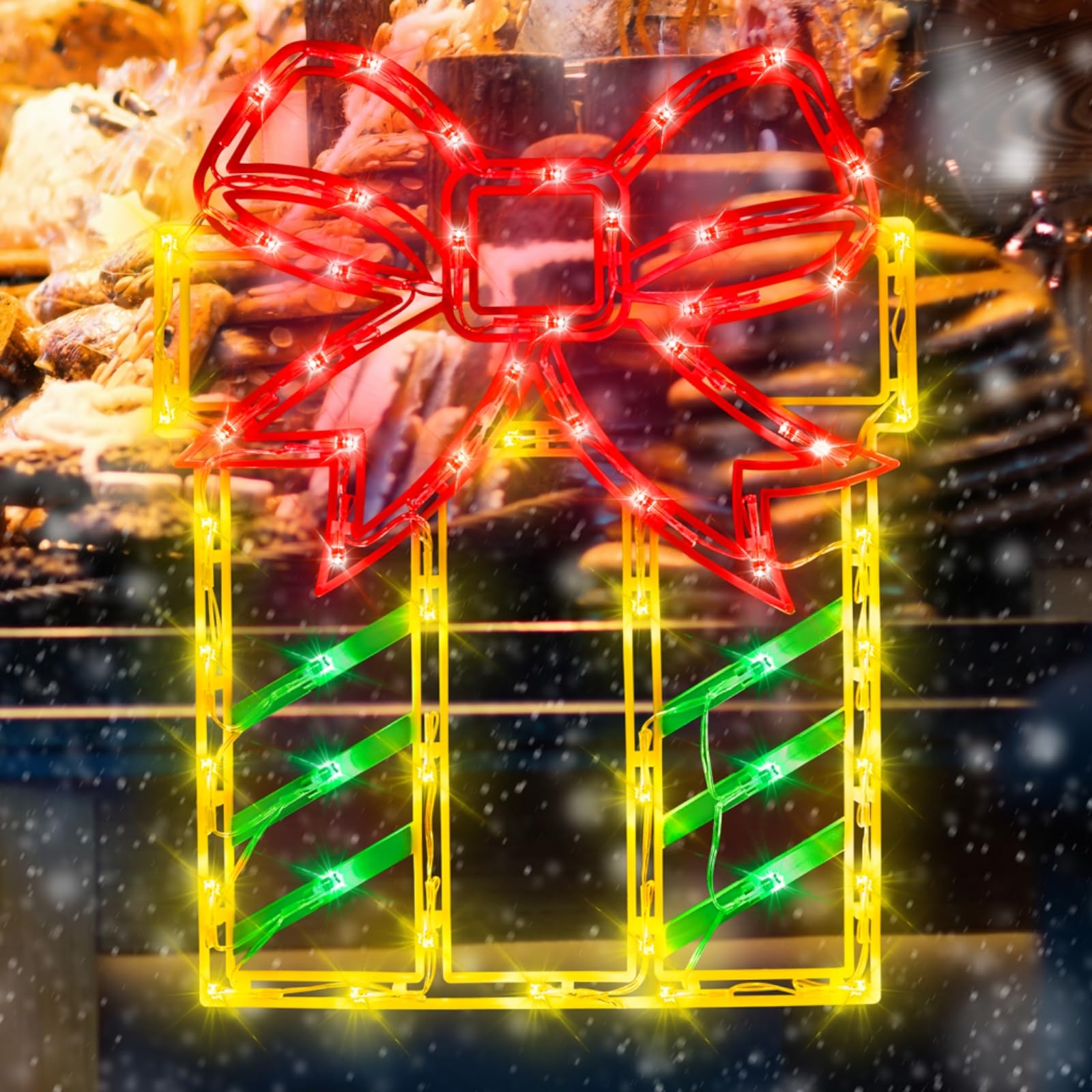 16 Christmas Window Silhouette Lights - 6 Pack Colour Lighted Snowflake  Gift Box  Christmas Tree  Christmas Stocking  Snowman  Candy Cane For Holiday Indoor And Outdoor Wall Door Window Decorate