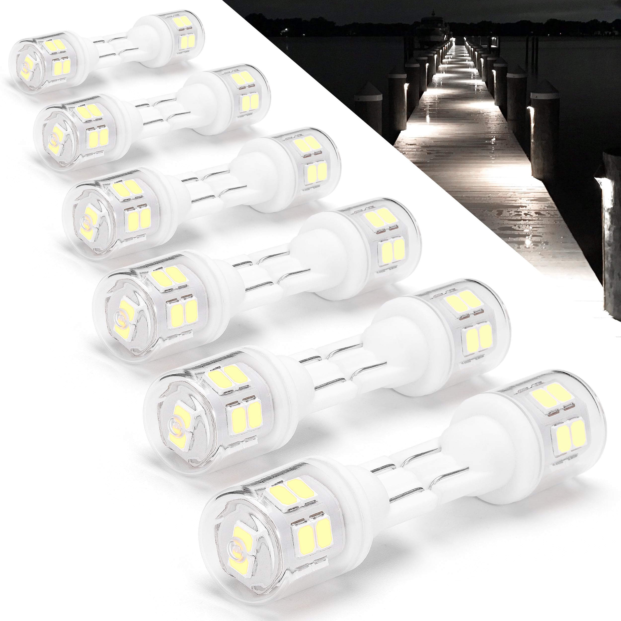 Heifymi T5 T10 Wedge Base 921 194 Led Light Bulb Ac/Dc12-24V 6000K Daylight White 300Lm 3W Equivalent 25W 30W Incandecent Bulbs 