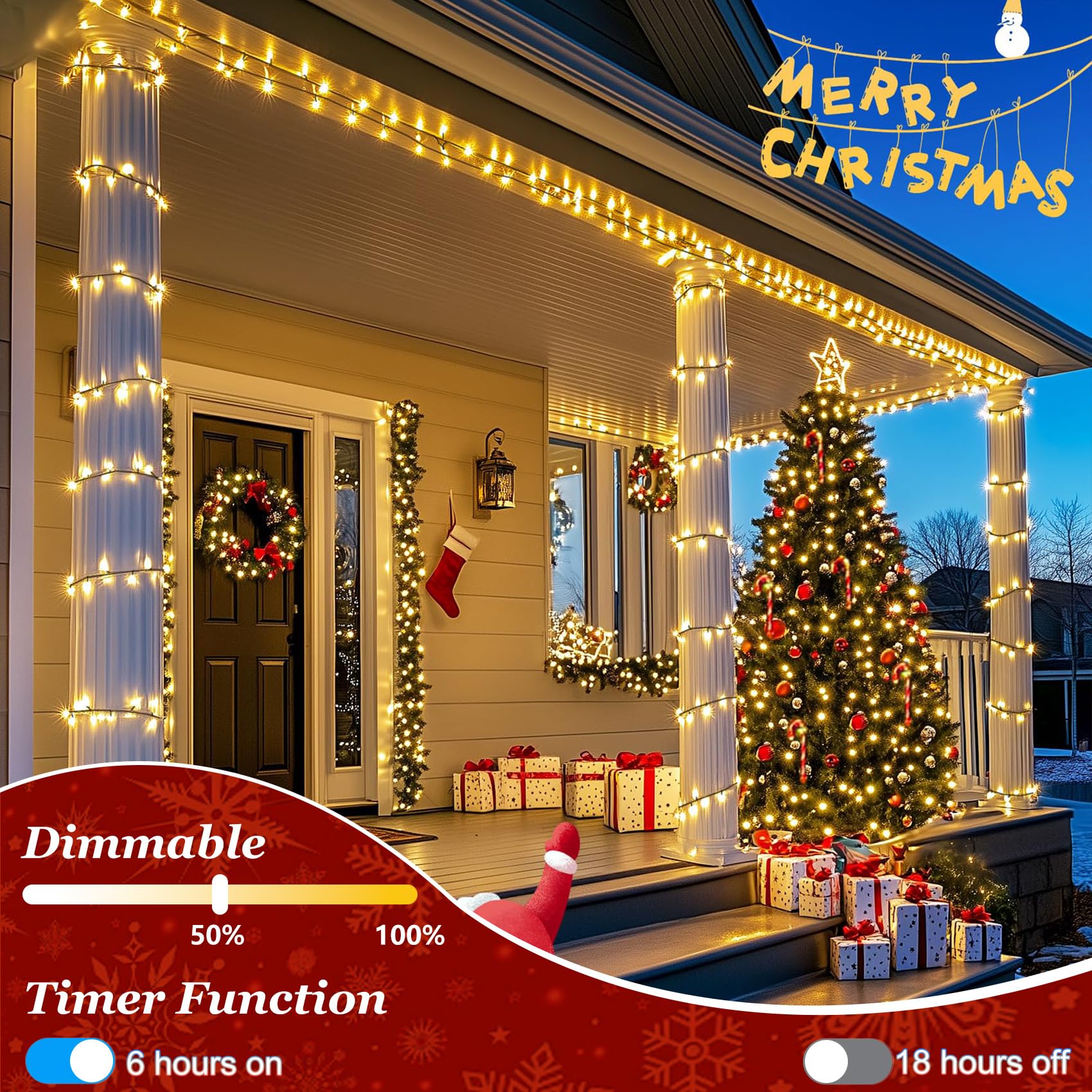1500 Led 470Ft Christmas Lights Outdoor  Christmas String Fairy Lights With Timer & Memory  Waterproof 12 Modes Dimmable Twinkle Tree Lights For Home Patio Wedding Party Yard Xmas Decor  Warm White