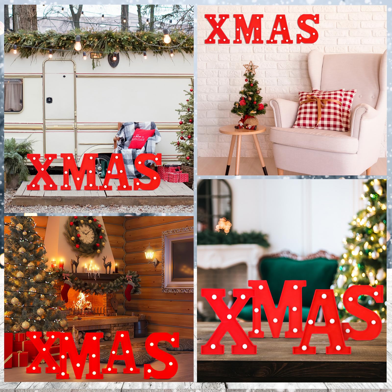 Vihose Christmas Led Letter Lights Sign Table Decoration Christmas Light Up Letters Battery Powered Letter For Home Bar Christmas Party Bedroom Tabletop Decoration Gift(Xmas)