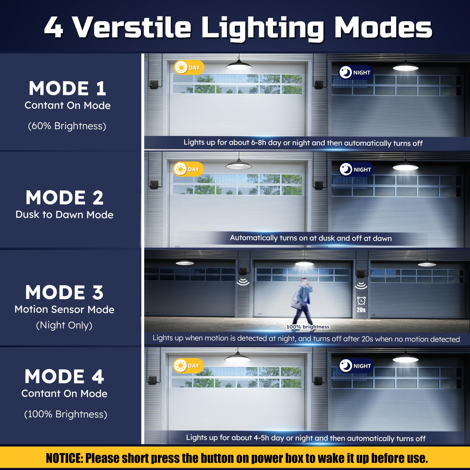 Solar Shed Lights Indoor Outdoor, 3200LM Motion Sensor Pendant Light Daytime Available with Remote & Button Control, IP65 Waterp