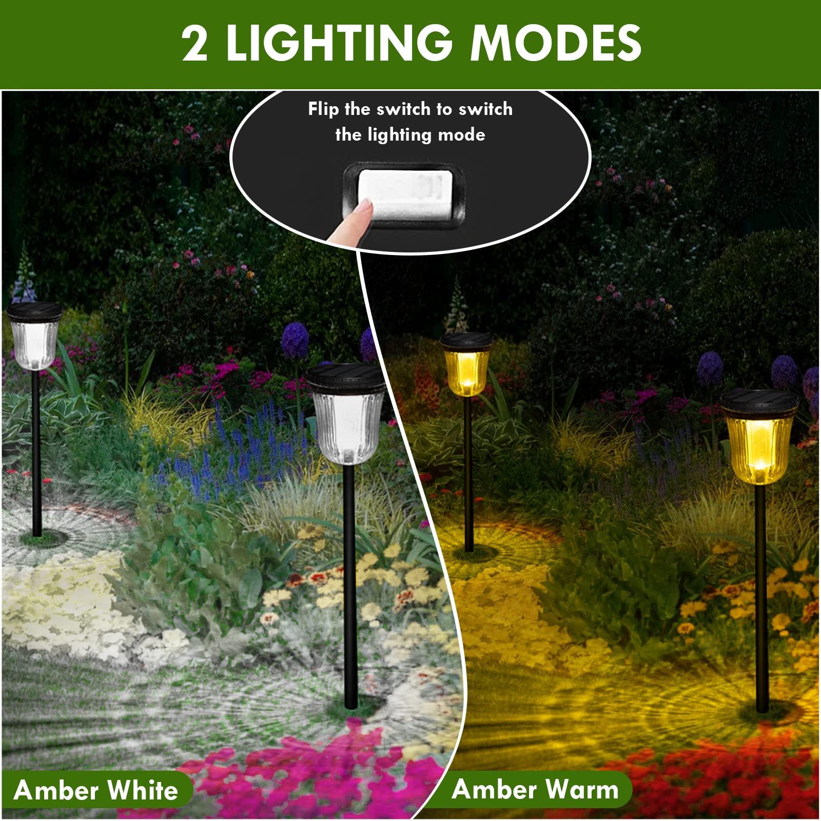 Wtgegf Solar Pathway Lights Outdoor, 4 Pack Solar Lights Outdoor Waterproof, 200 Lumens Super Bright Solar Garden Lights,Up To 1