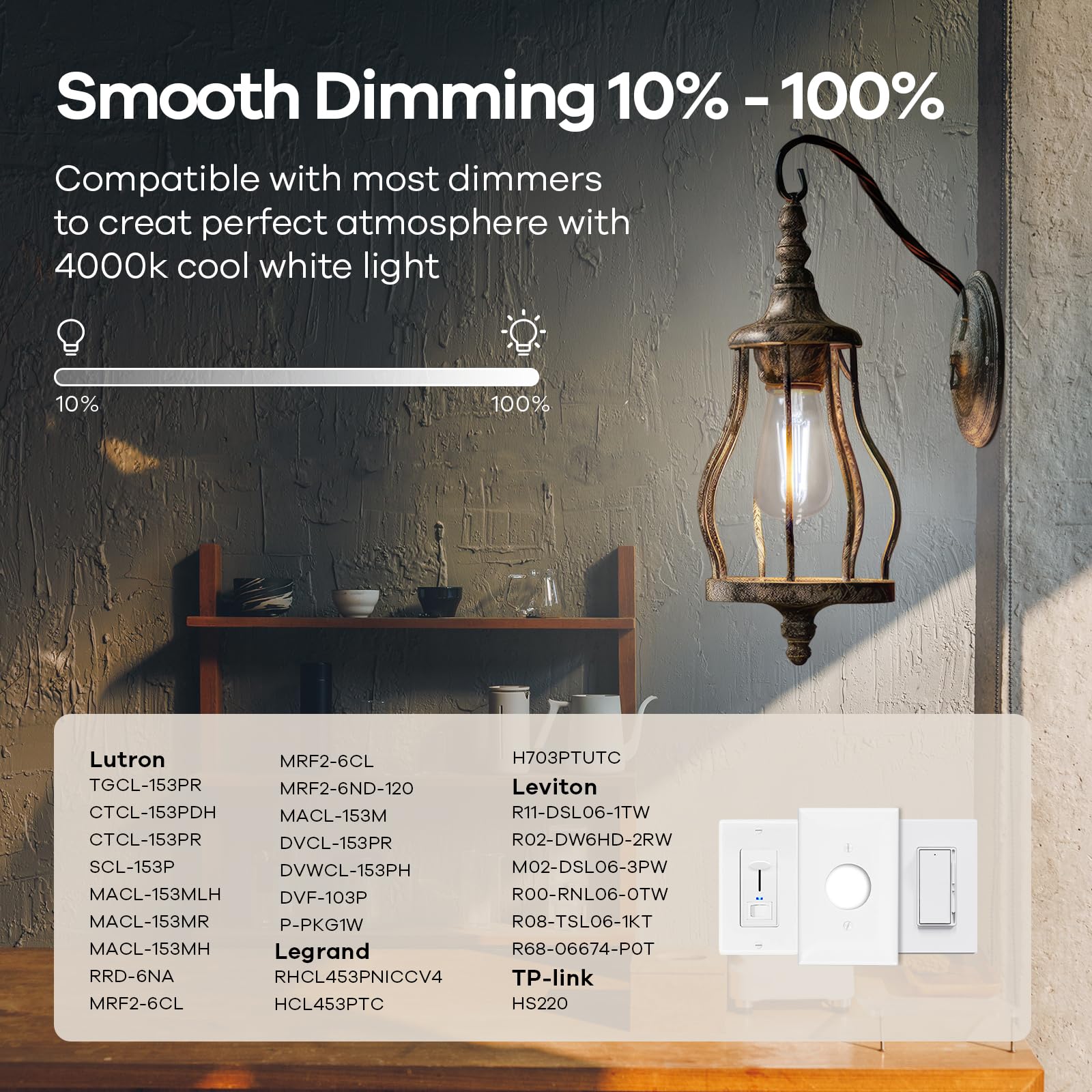 Linkind Edison Light Bulbs Dimmable, 60W Equivalent E26 Vintage Edison Led Bulbs St58 Antique Decorative Filament Led Light Bulb