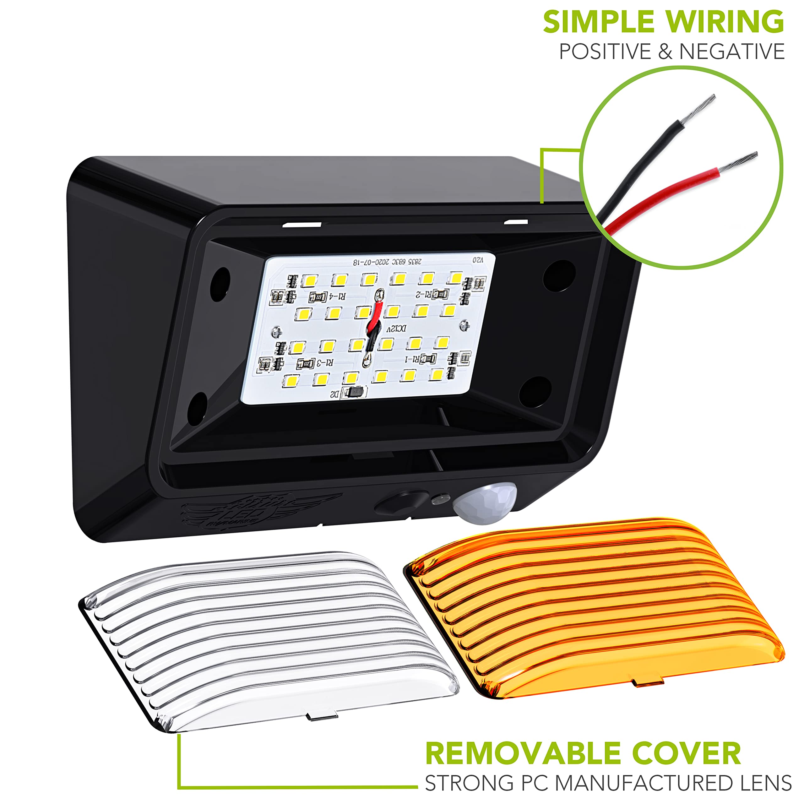 Leisure Led Rv Exterior Motion Sensor Porch Utility Light 12V 300 Lm Lighting Fixture. Replacement Lighting For Rvs, Trailers Campers 5Th Wheels White Base (Black)