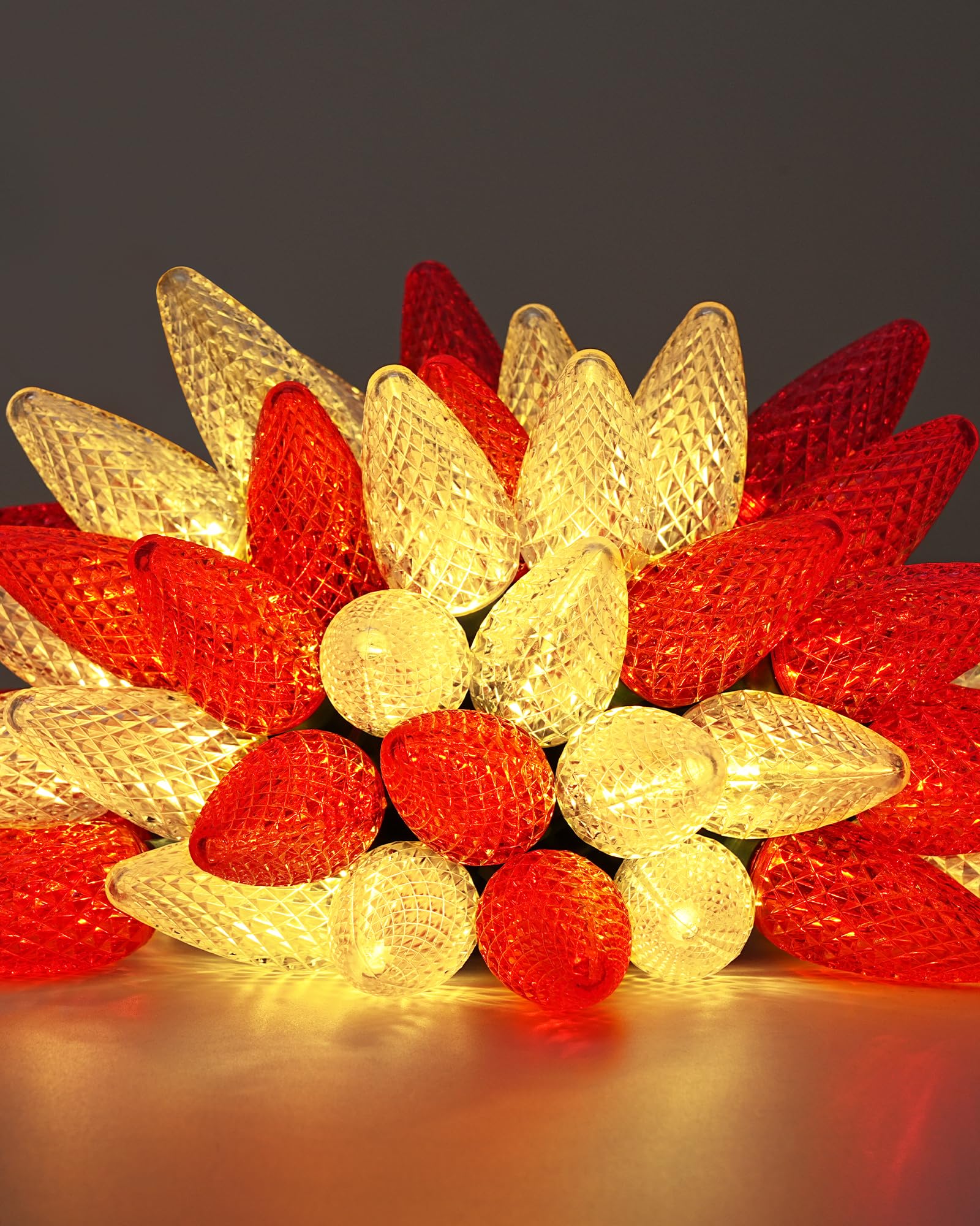 DEWENWILS C9 Red & White Christmas Lights, 33.3ft 50 LED String Lights Waterproof, Indoor/Outdoor Xmas Bulb Light with Hook for 