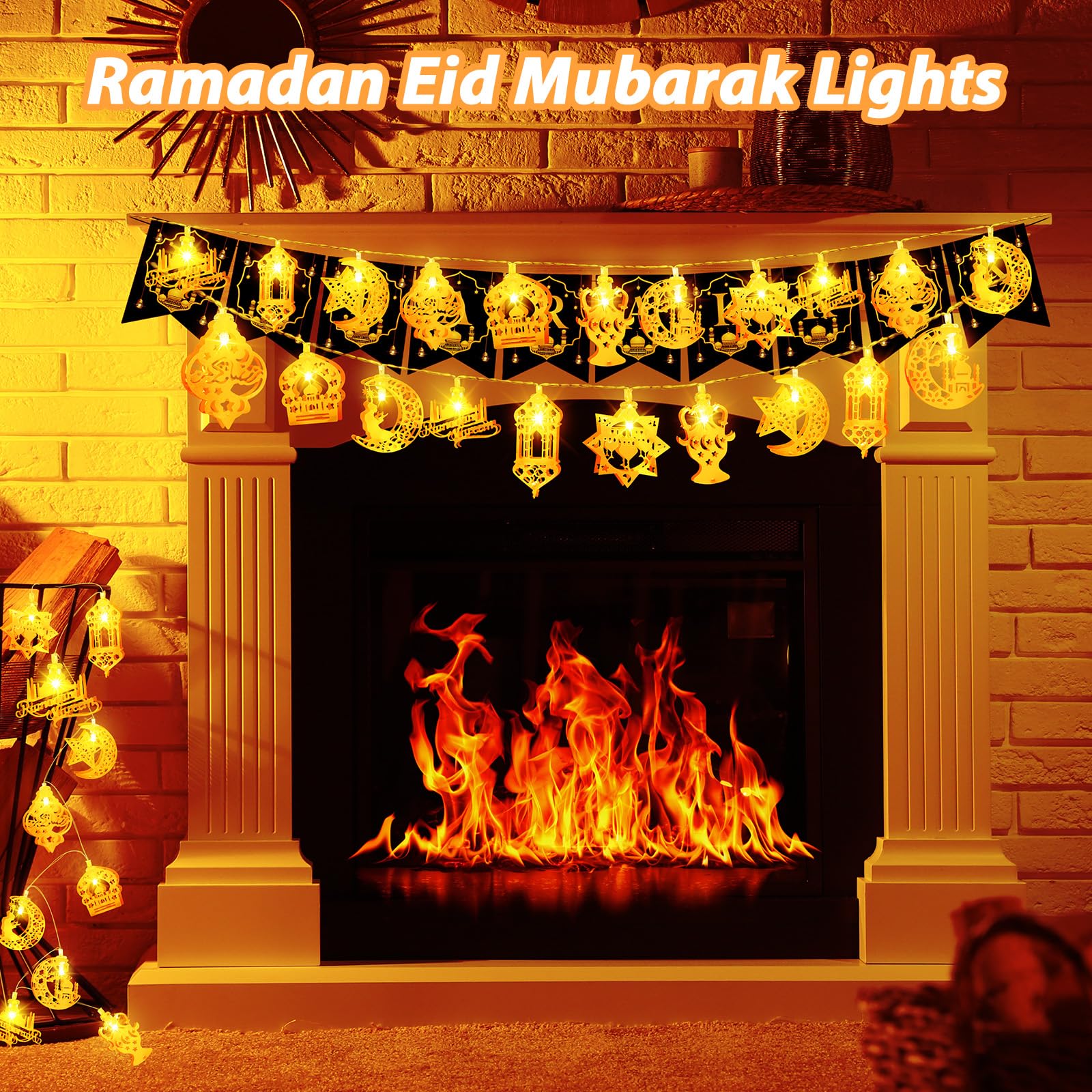Cshare Ramadan Decorations For Home 2024, 9.8Ft 20Led Ramadan String Lights & Ramadan Banner With Timer Battery Operated Star Moon Waterproof Outdoor & Indoor