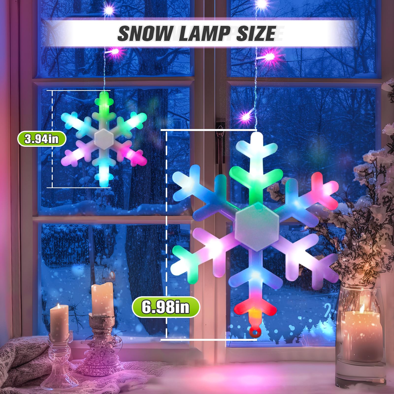 Jofios Outdoor Led Snowflake Icicle Christmas Lights - 11.48Ft With 14 Drops, Waterproof For Eaves, Window, Curtain Xmas Decorat