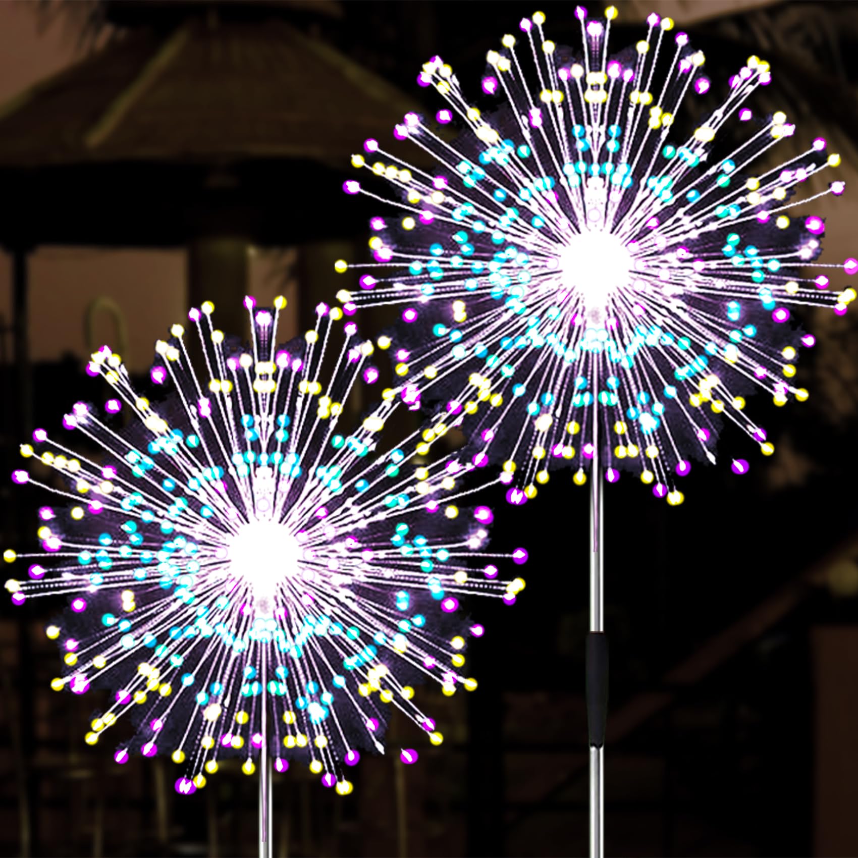 JJGoo Solar Firework Lights, 2 Pack 150 LEDs, Waterproof, Mixed Color, Model KM5003C1 for Garden, Patio, Wedding, Christmas Decor