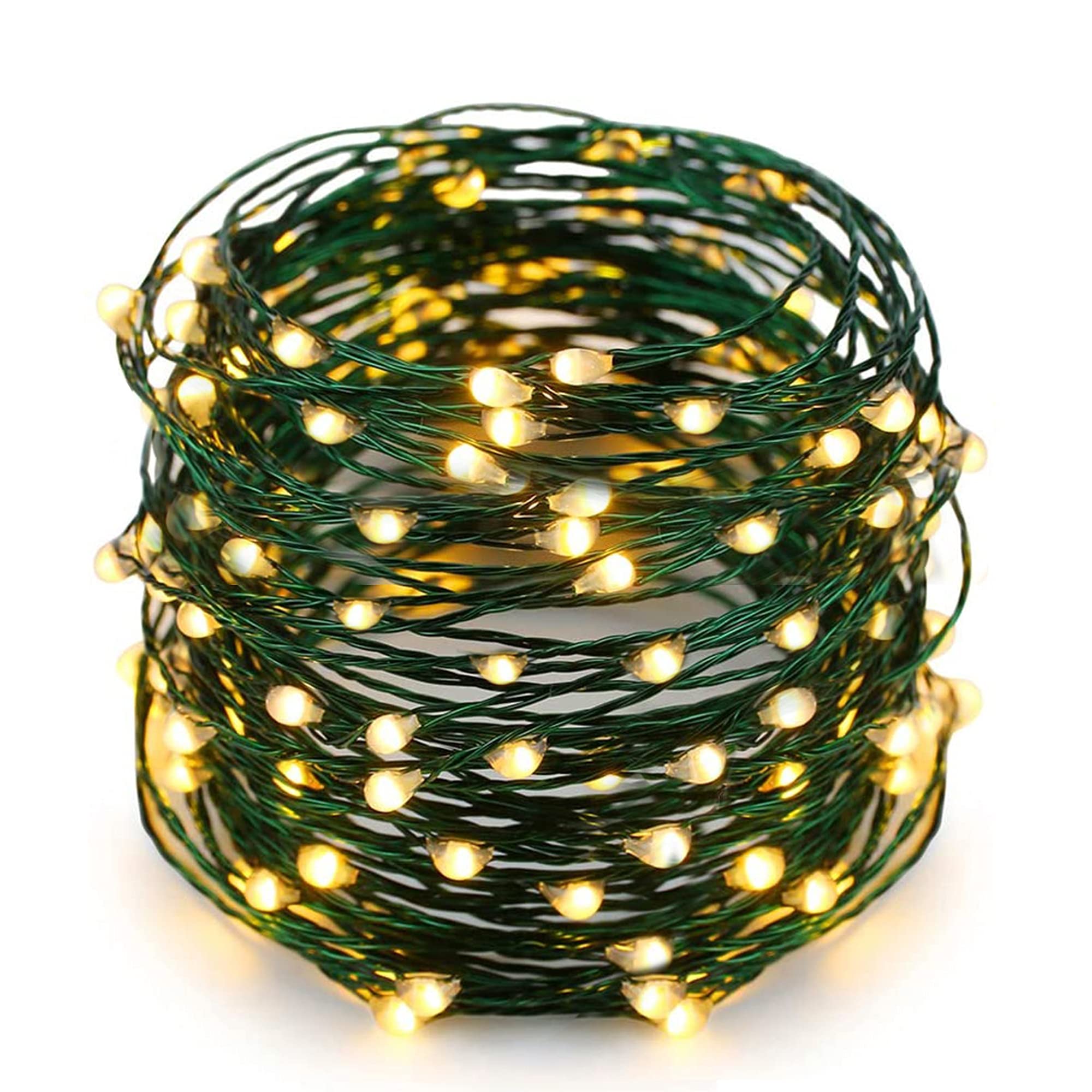 Twinkle Star LED String Lights, Dimmable, 66 ft, Warm White, Starry Green Wire for Indoor Outdoor Home Decoration