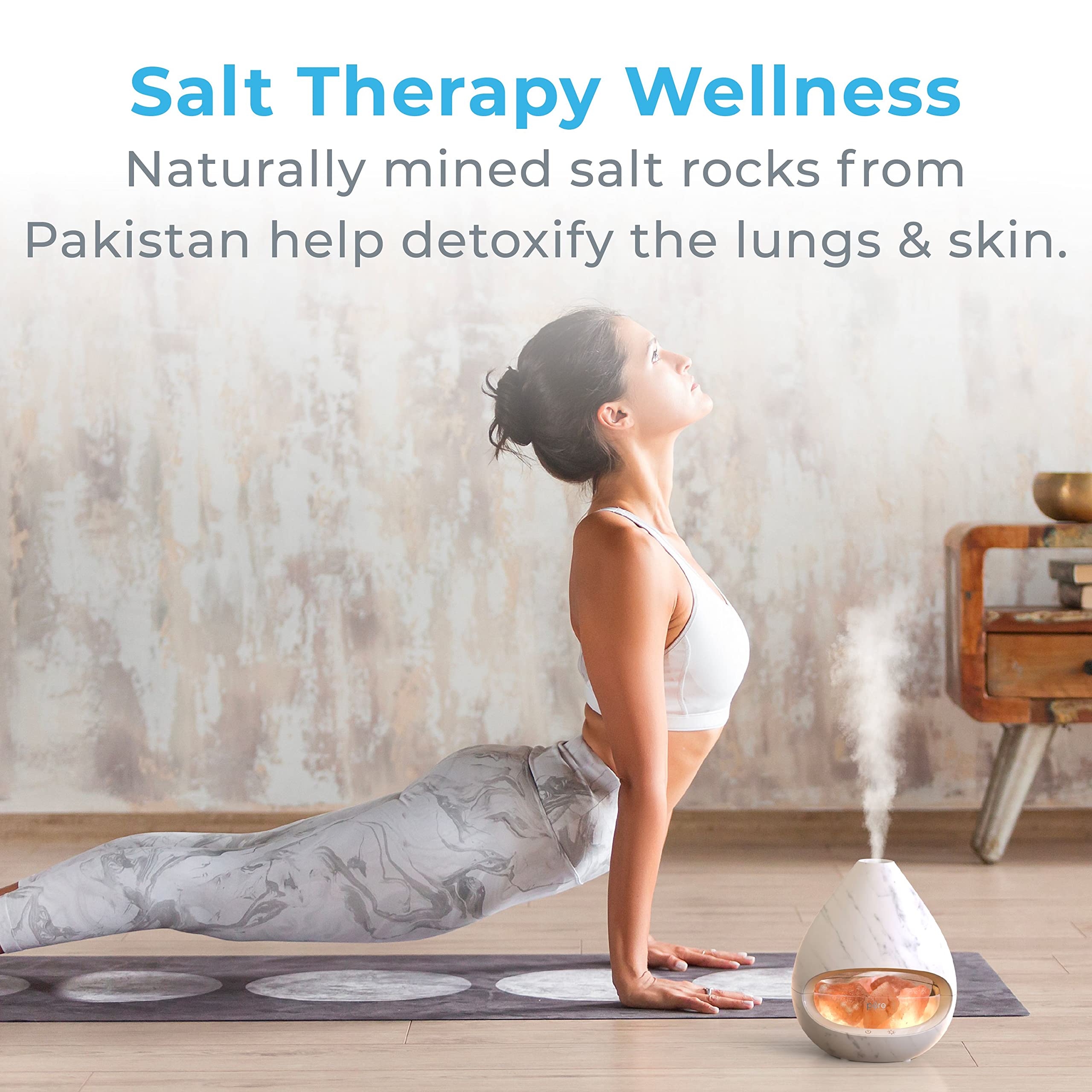 Pure Enrichment Pureglow Crystal - 2-In-1 Himalayan Salt Lamp & Ultrasonic Essential Oil Diffuser, Original Salt Therapy Lamp, 1