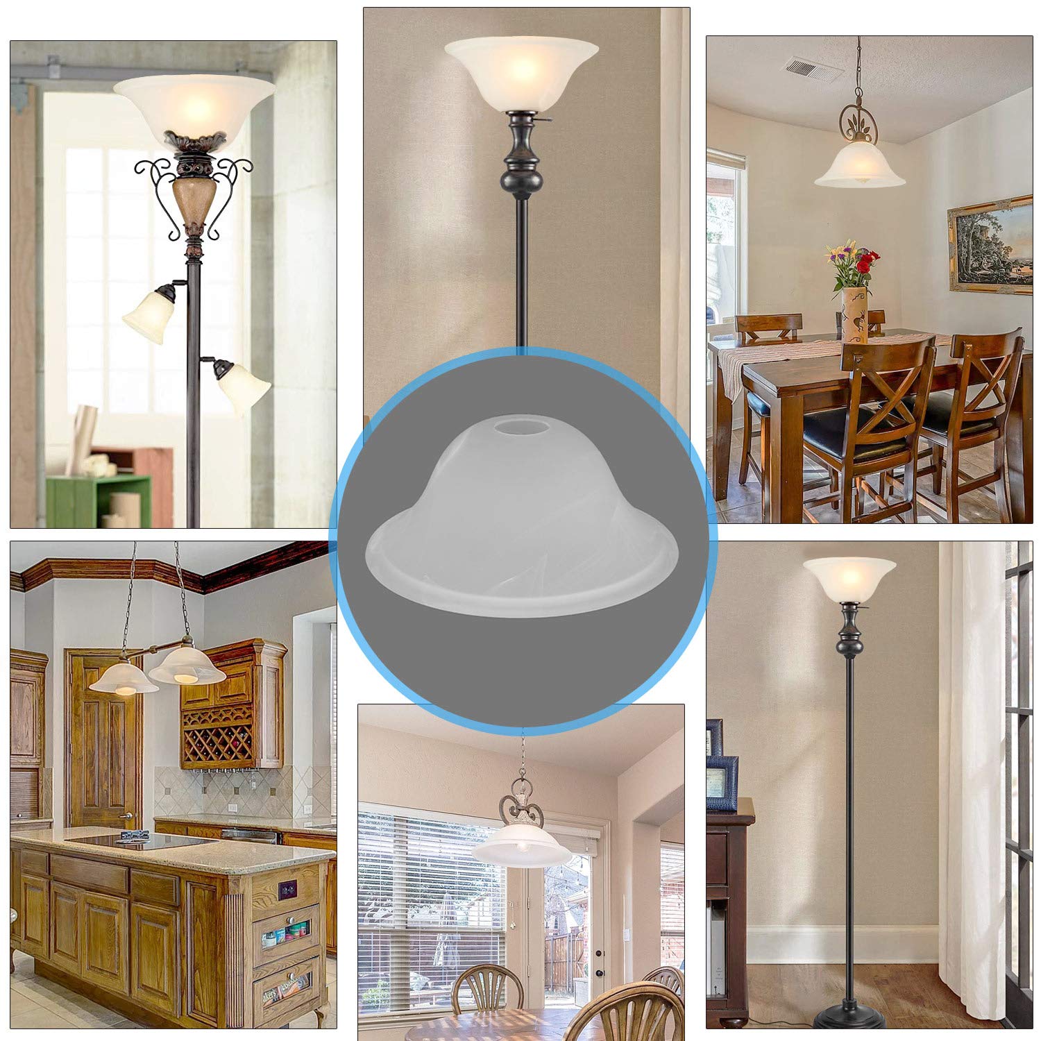 Giluta Small Floor Lamp Glass Shade Replacement Globe, Alabaster Style, 4.13in Height, 9.45in Width, Model A00039