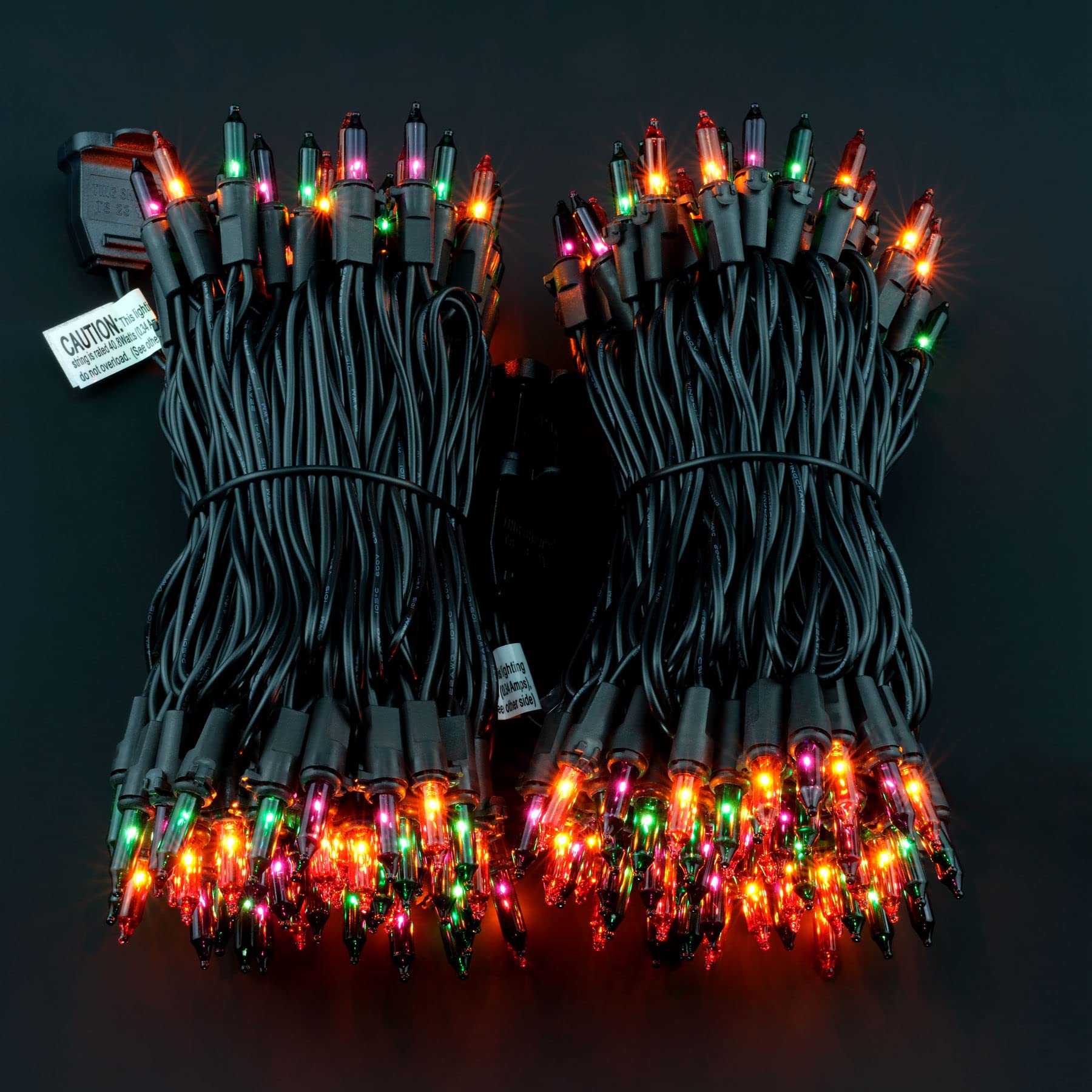 YULETIME Halloween String Lights, 200 Count Mini Lights, 66 Feet, UL Certified, Copper Wire, Orange Green & Purple, Model DDS-L-100E/2F(0.34