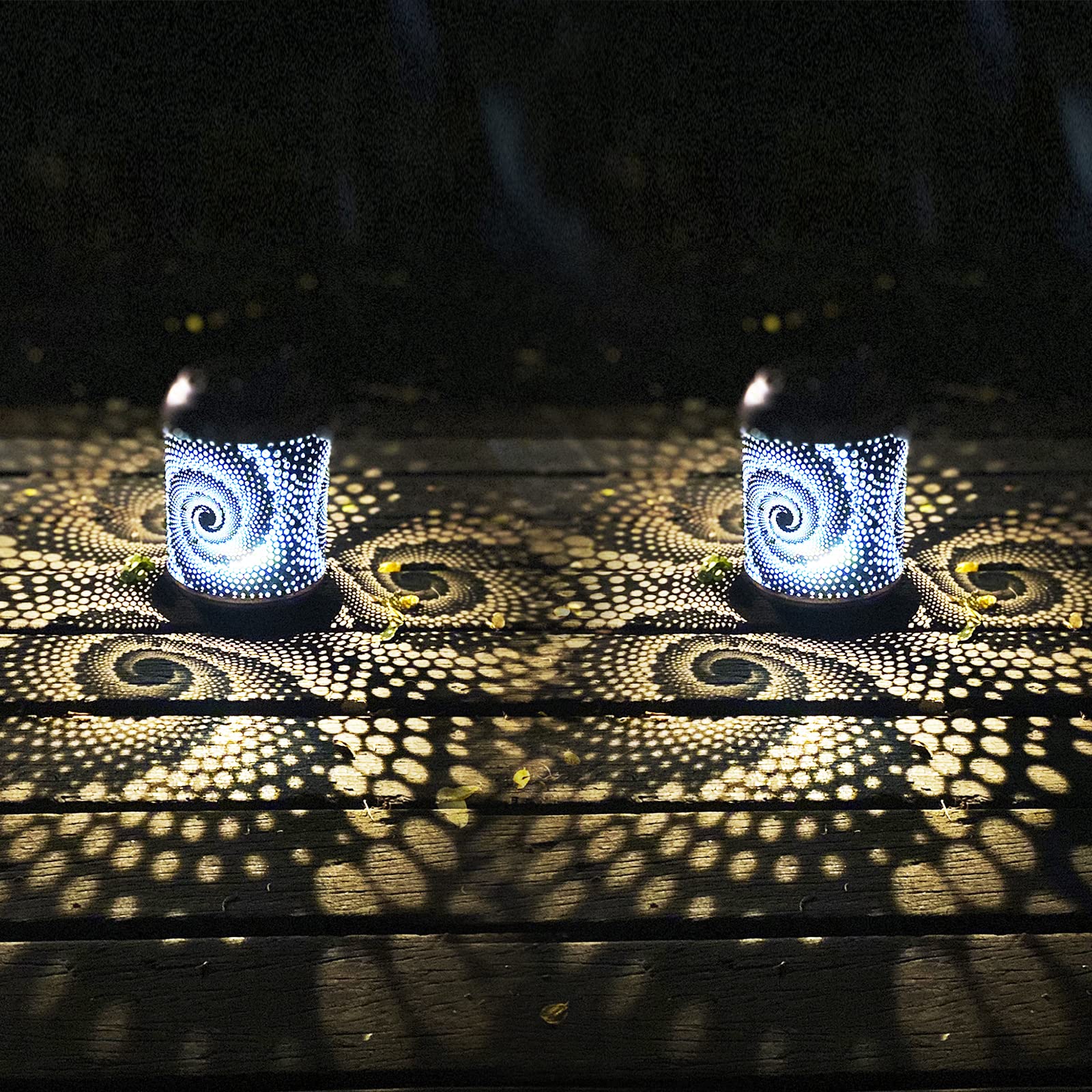 2 Pack Solar Lanterns Outdoor Hanging Lantern Metal Waterproof Led Lantern With Solar Powered Garden Patio Decorations Decor Lantern With Handle Christmas Gift Idea