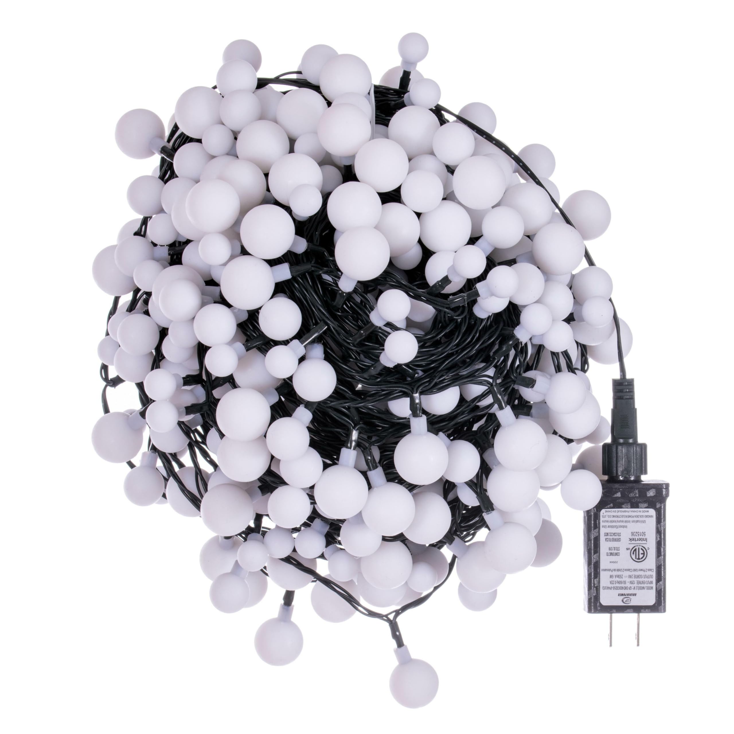 Vickerman 400 Light Warm White Led Indoor/Outdoor Three Size Cherry Light Set - 103' - One Adaptor - Cherry Size - Power Supply Adapter Plug - Outdoor Lights - Patio Lights