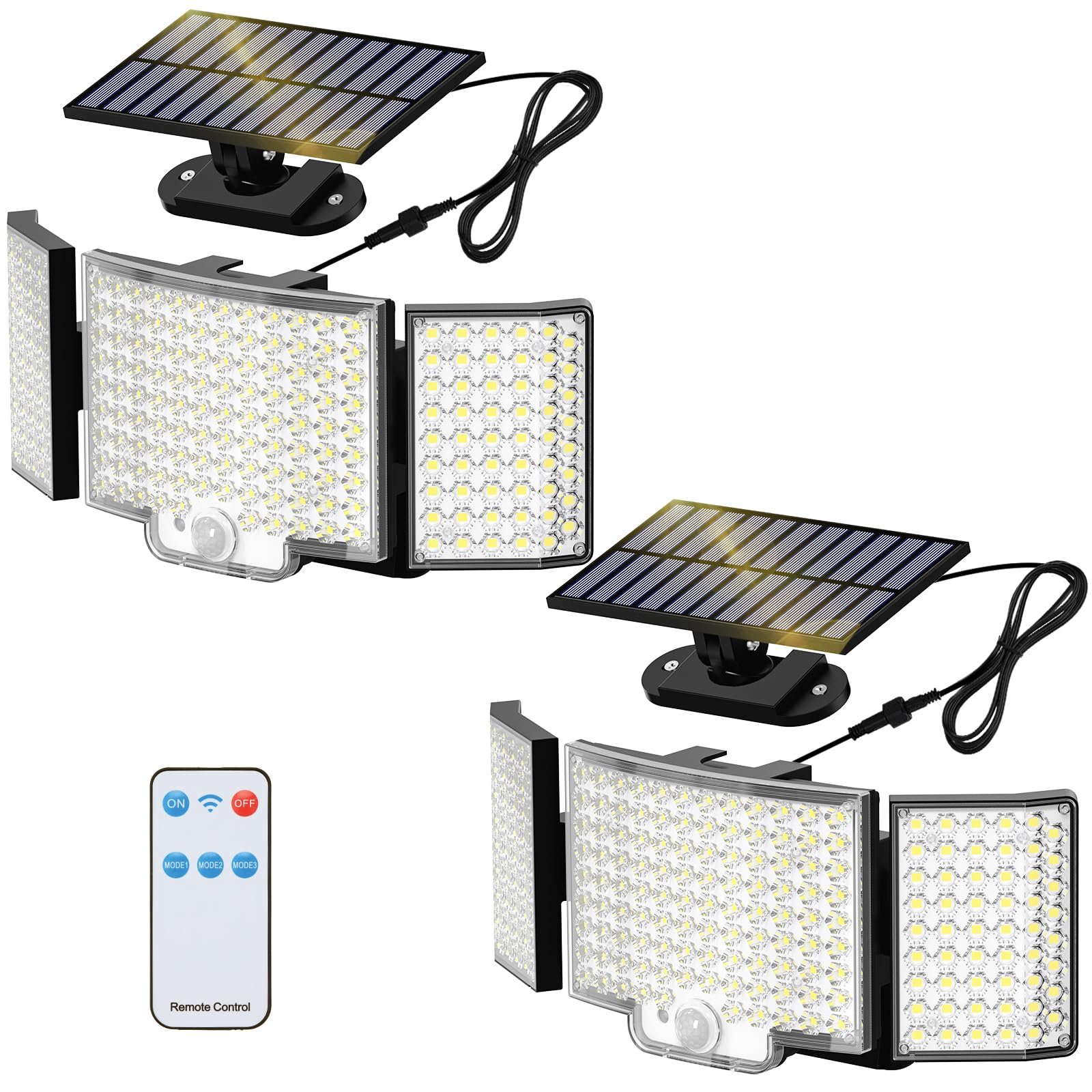 Adiding Solar Lights Outdoor, 212 LEDs, Motion Sensor, Remote Control, 2 Pack, Black, Model TBD-23
