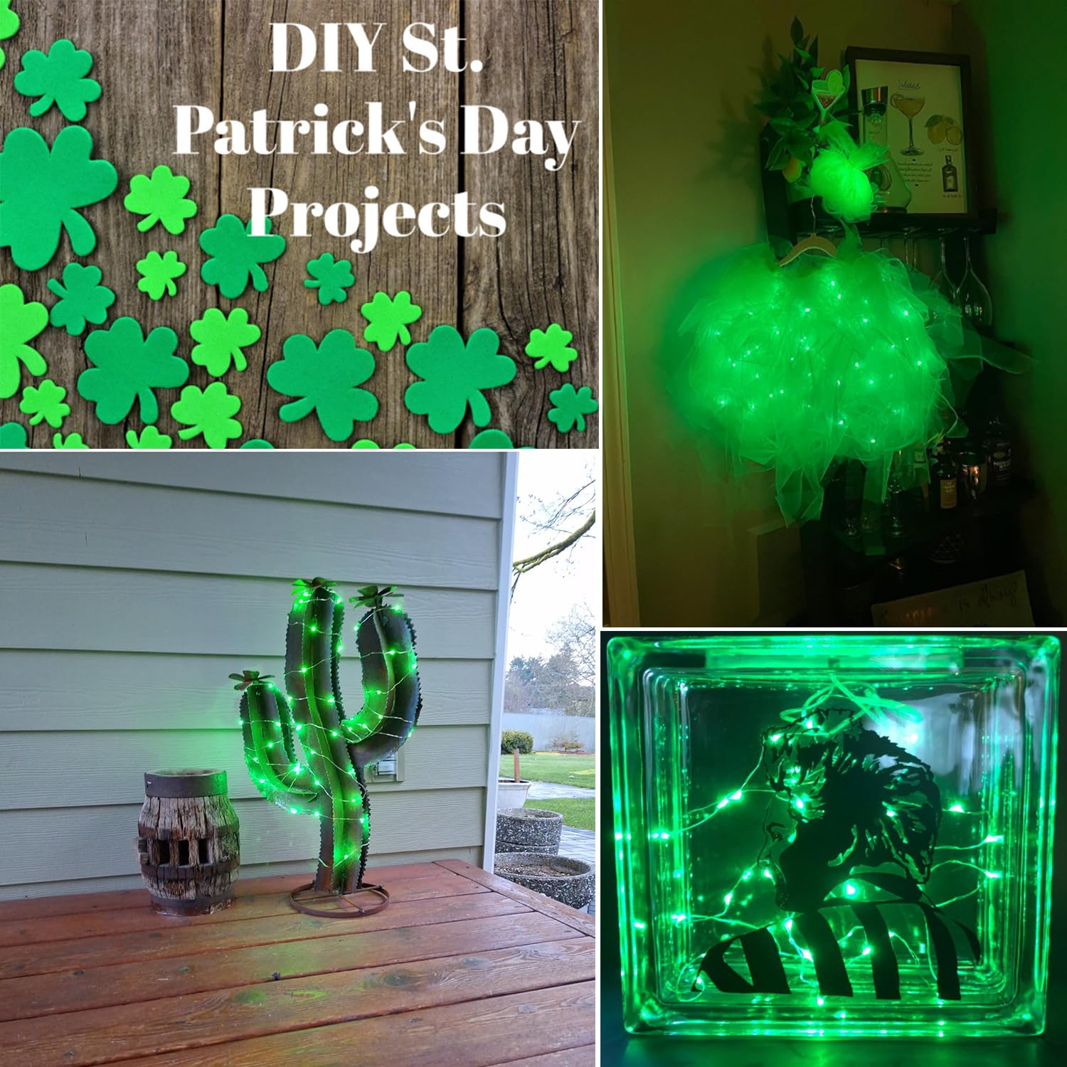 Beingreat 2 Pack St. Patrick'S Day Fairy Lights Battery Operated, Mini Led String Lights With 16.5Ft Black Green Wire For Costum